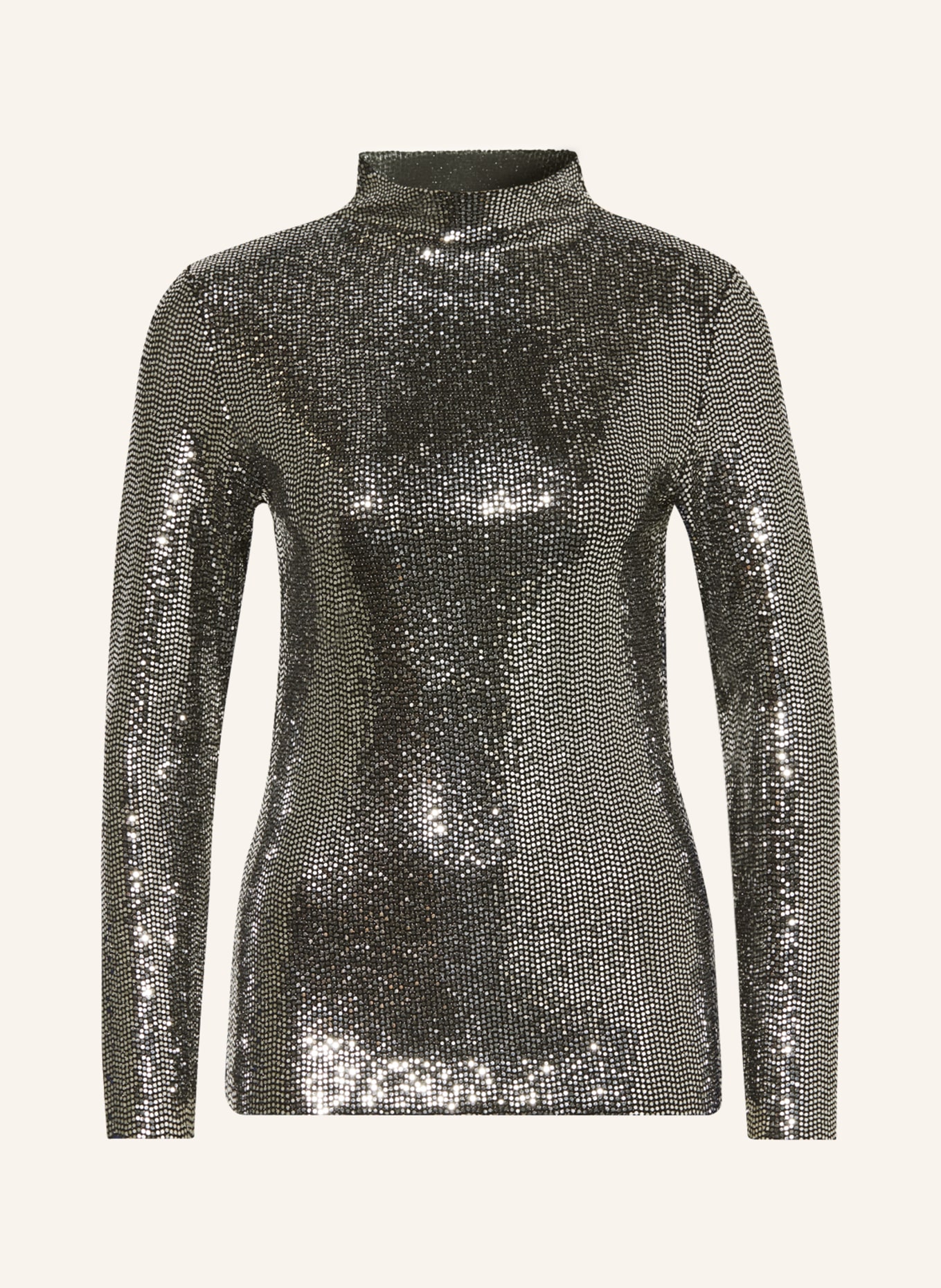 rich&royal Long sleeve shirt with sequins, Color: SILVER (Image 1)