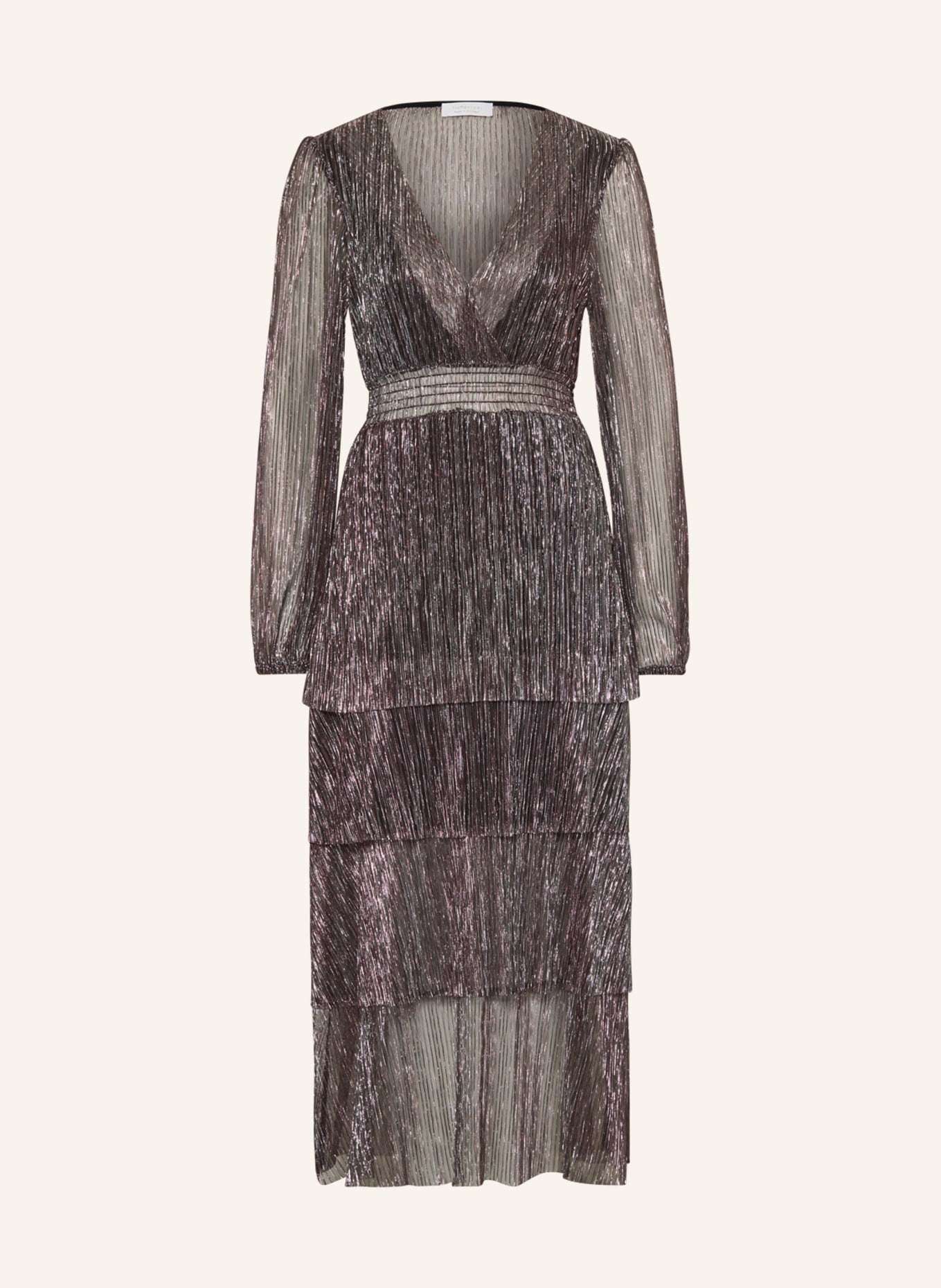 rich&royal Kleid mit Glitzergarn und Volants, Farbe: ALTROSA/ HELLGRAU (Bild 1)