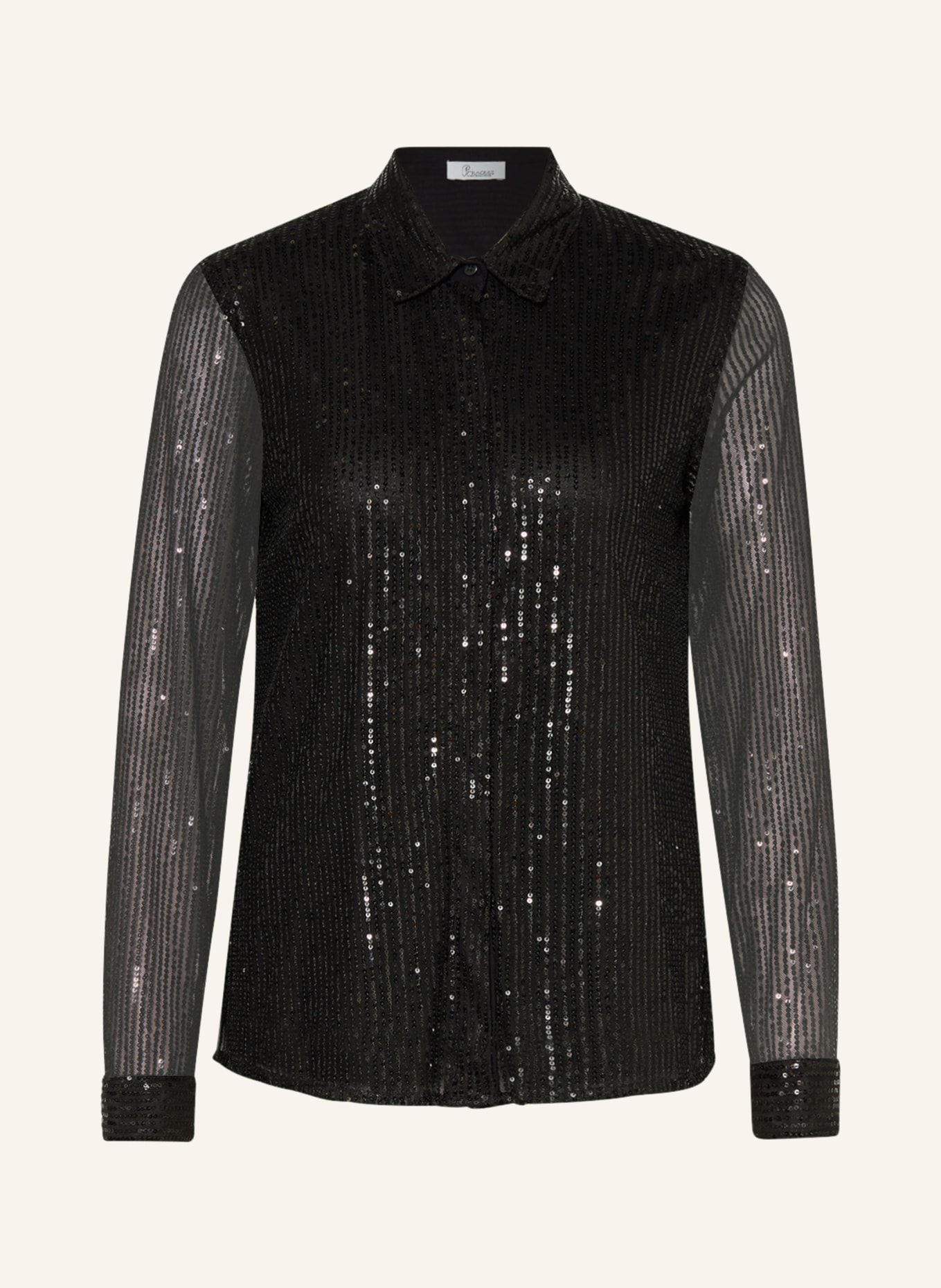 Princess GOES HOLLYWOOD Shirt blouse made of mesh with sequins, Color: BLACK (Image 1)