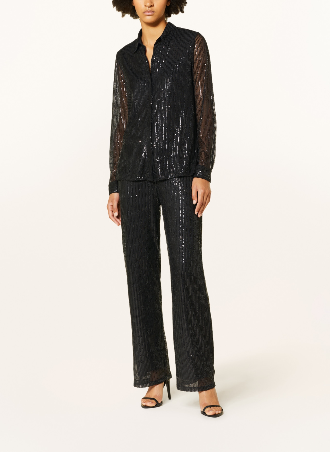 Princess GOES HOLLYWOOD Shirt blouse made of mesh with sequins, Color: BLACK (Image 2)