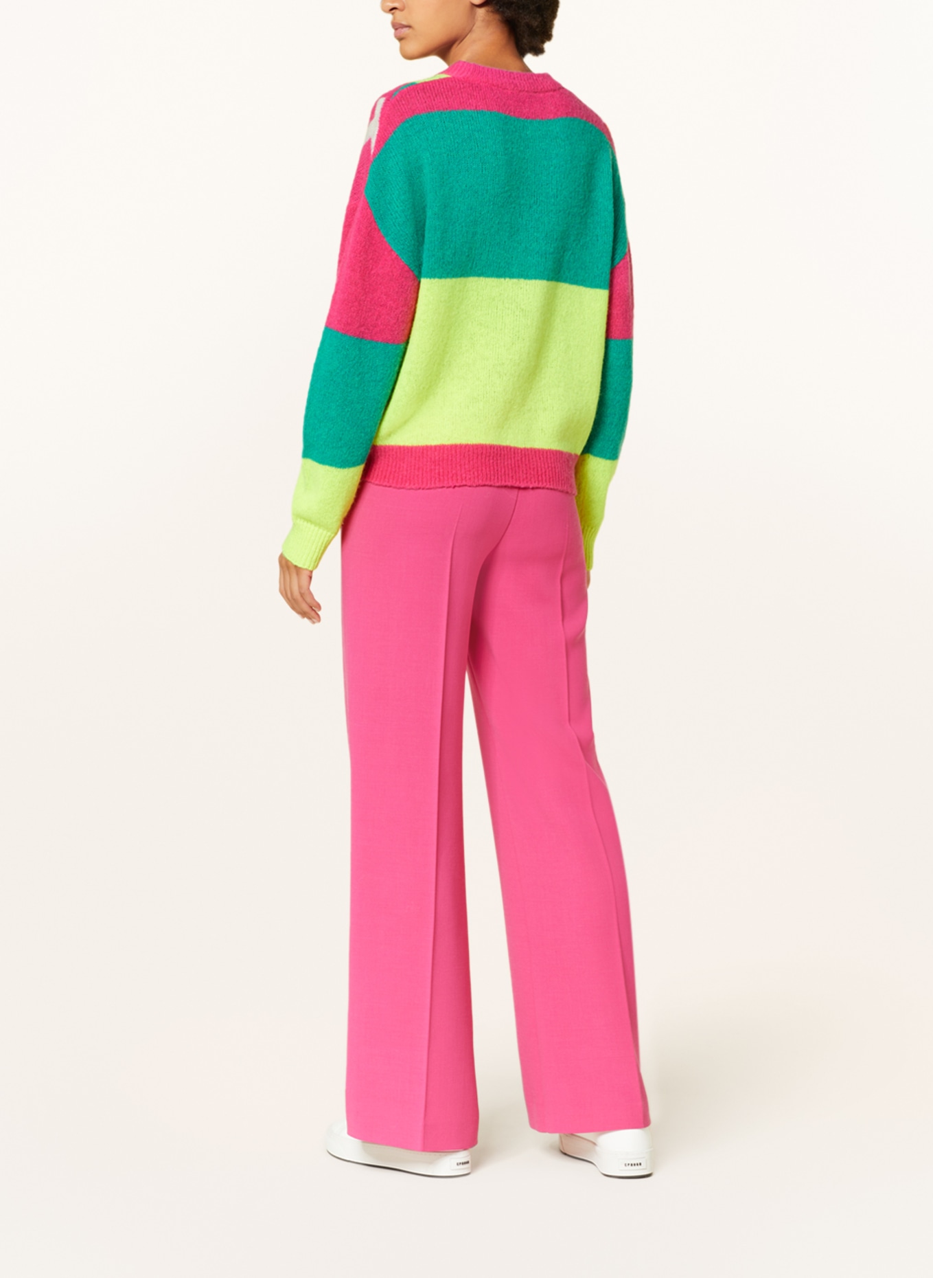 Princess GOES HOLLYWOOD Sweter oversize z wełną merino i ozdobnymi kamykami, Kolor: MOCNORÓŻOWY/ POMARAŃCZOWY/ ŻÓŁTY (Obrazek 3)