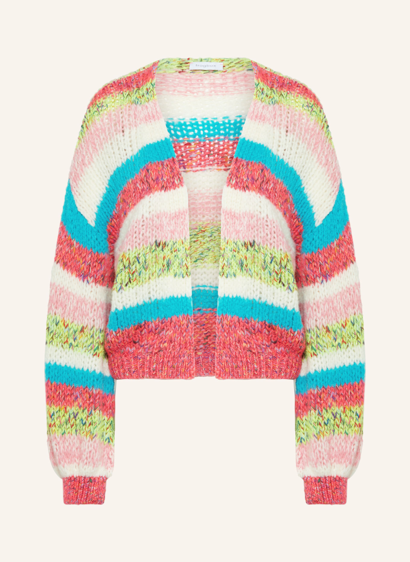 FrogBox Knit cardigan with glitter thread, Color: PINK/ ECRU/ TURQUOISE (Image 1)