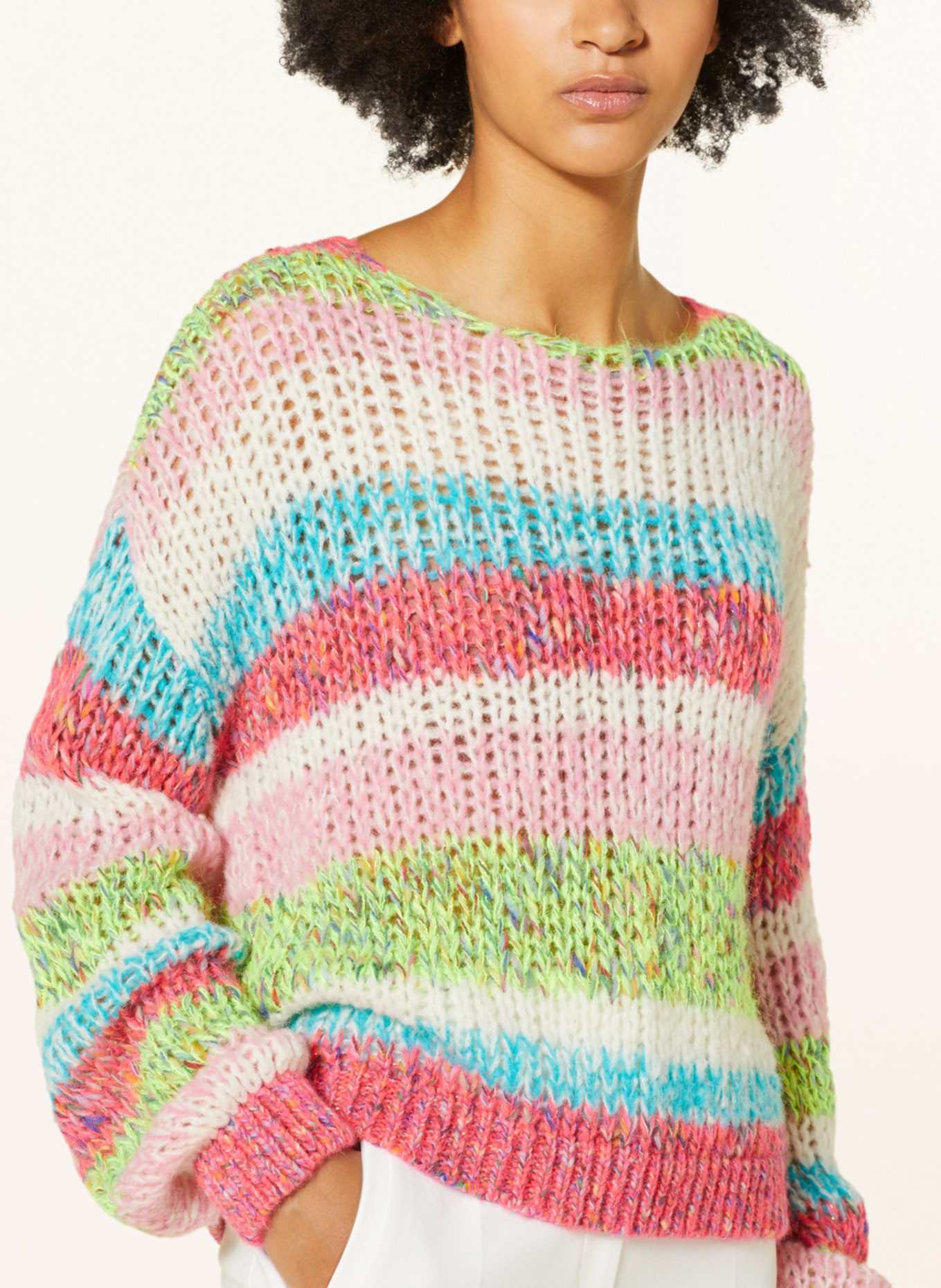 FrogBox Sweter z błyszczącą przędzą, Kolor: MOCNORÓŻOWY/ RÓŻOWY/ JASNONIEBIESKI (Obrazek 4)
