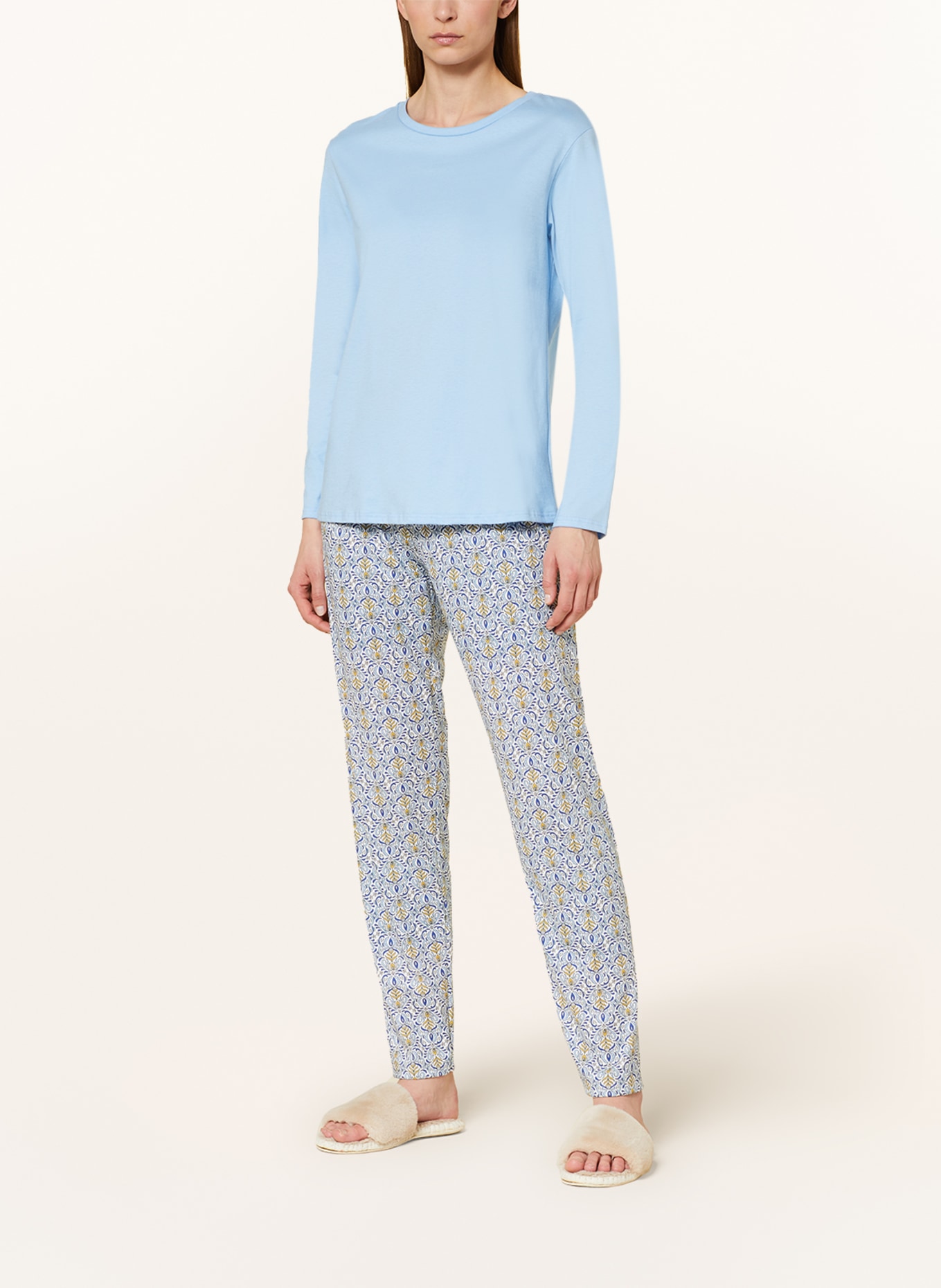 CALIDA Pajamas ORNAMENT NIGHTS, Color: LIGHT BLUE/ WHITE/ BLUE (Image 2)