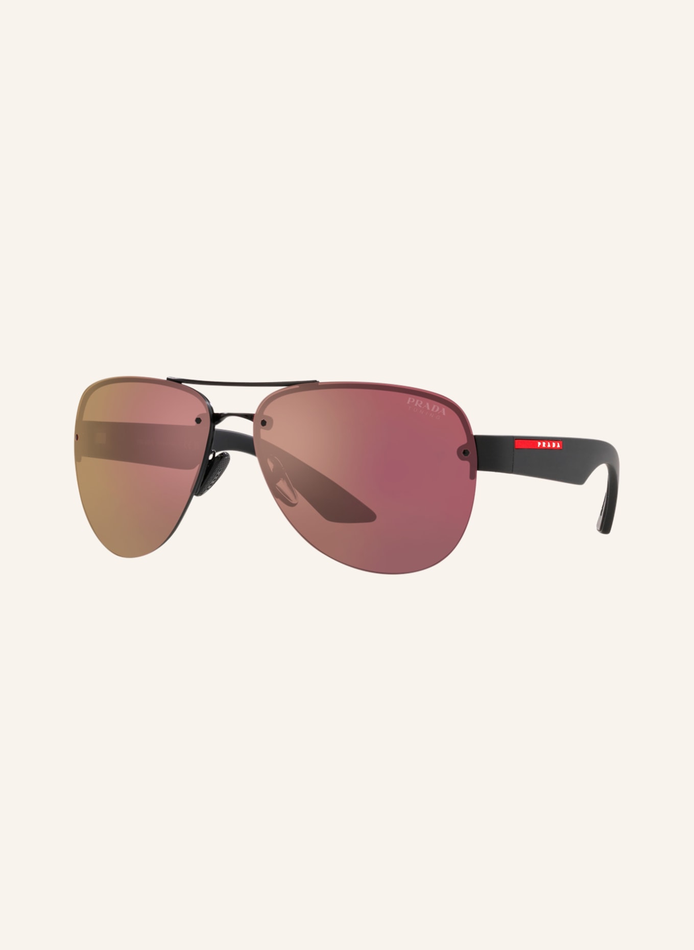PRADA LINEA ROSSA Sunglasses PS 55YS, Color: 1BO10A - BLACK/DARK GRAY MIRRORED (Image 1)