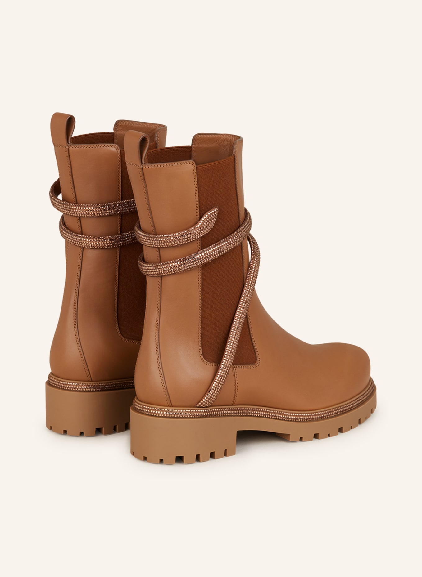 RENE CAOVILLA Chelsea boots CLEO with decorative gems, Color: CAMEL (Image 2)