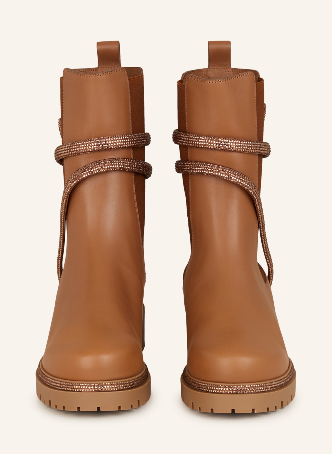 RENE CAOVILLA Chelsea boots CLEO with decorative gems, Color: CAMEL (Image 3)