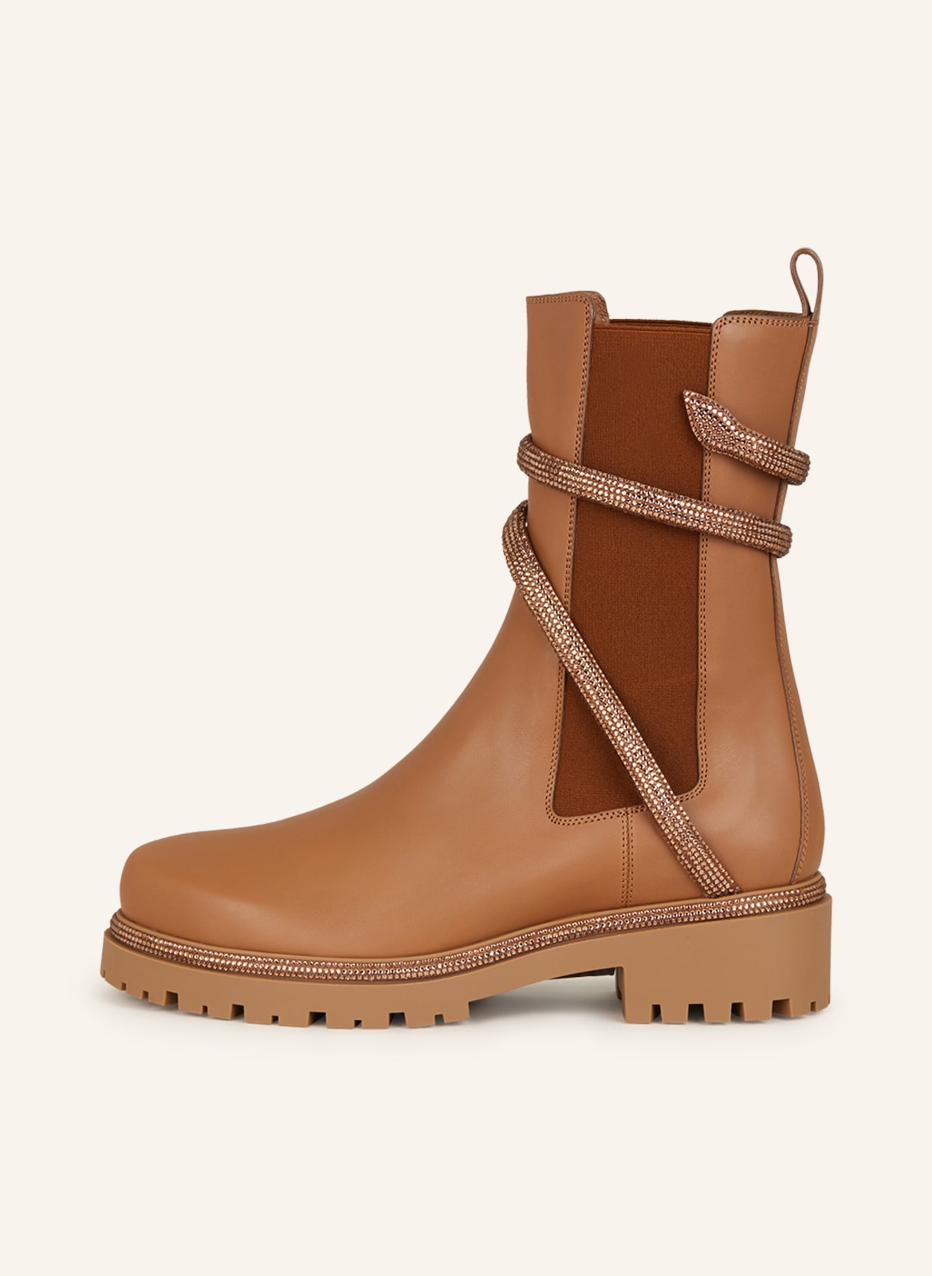 RENE CAOVILLA Chelsea boots CLEO with decorative gems, Color: CAMEL (Image 4)