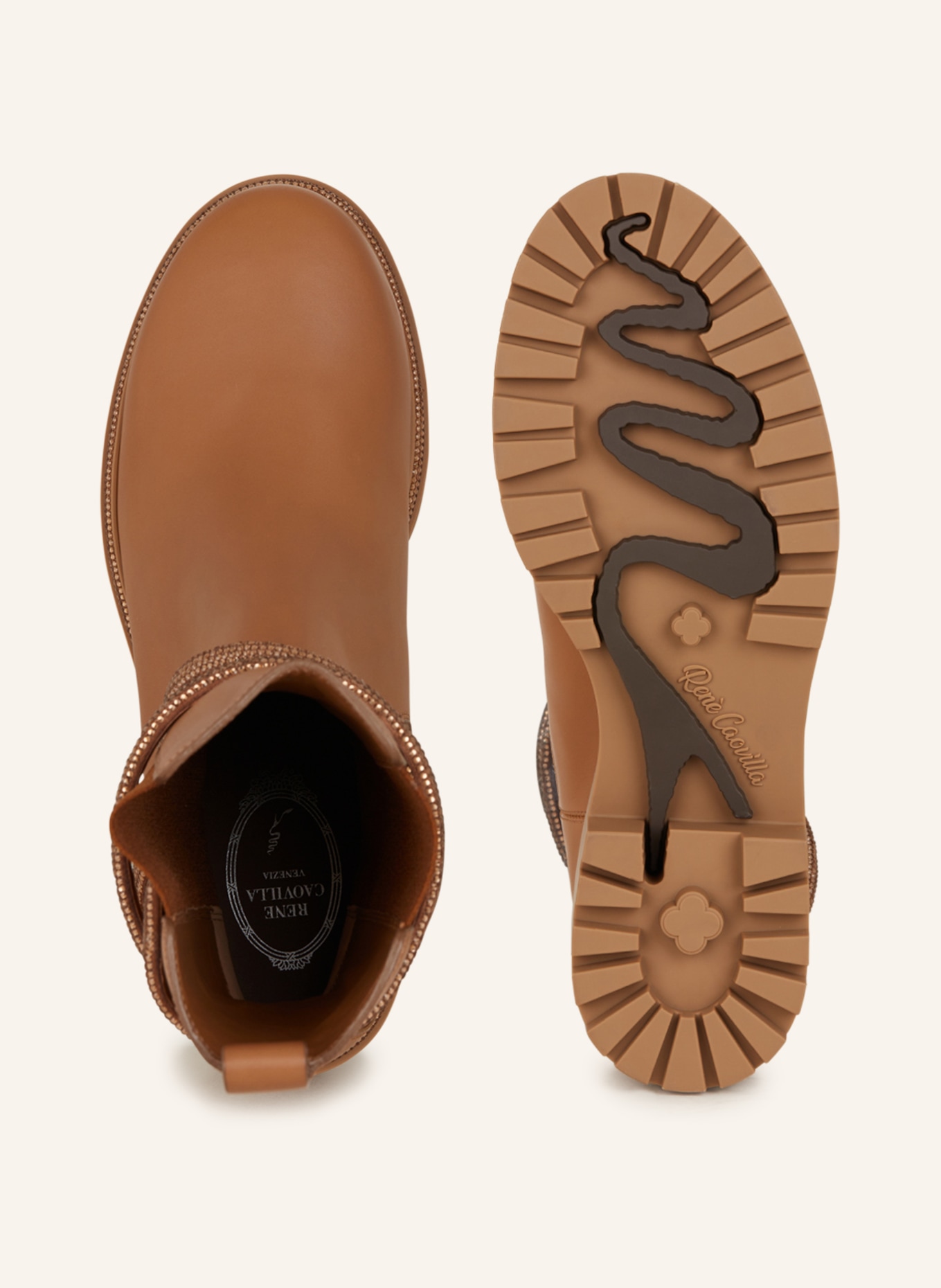 RENE CAOVILLA Chelsea-Boots CLEO mit Schmucksteinen, Farbe: CAMEL (Bild 5)