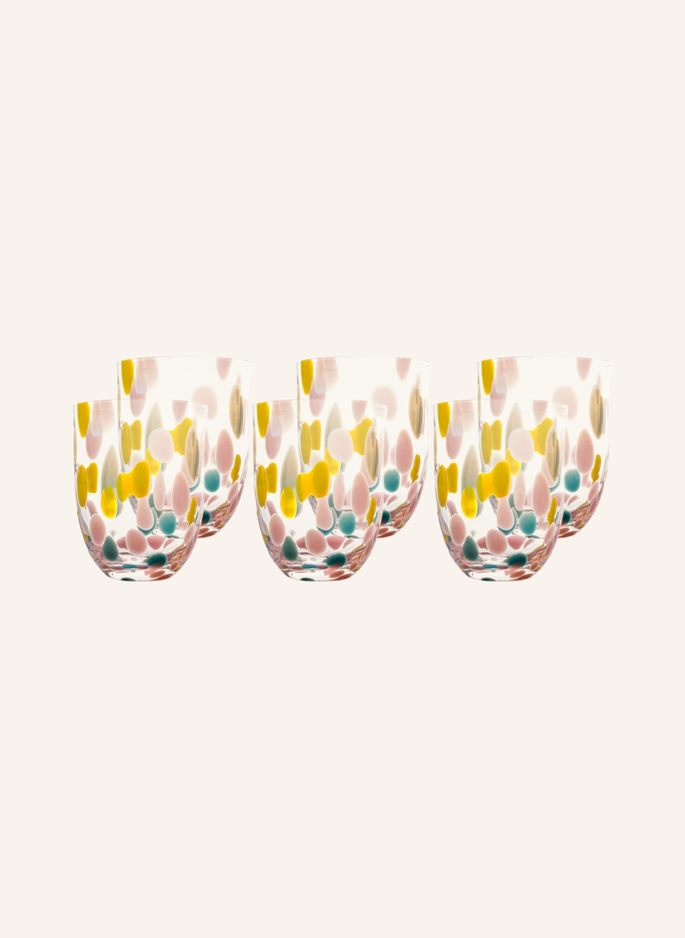 ANNA VON LIPA Set of 6 drinking glasses BIG CONFETTI, Color: PINK/ YELLOW/ TURQUOISE (Image 1)