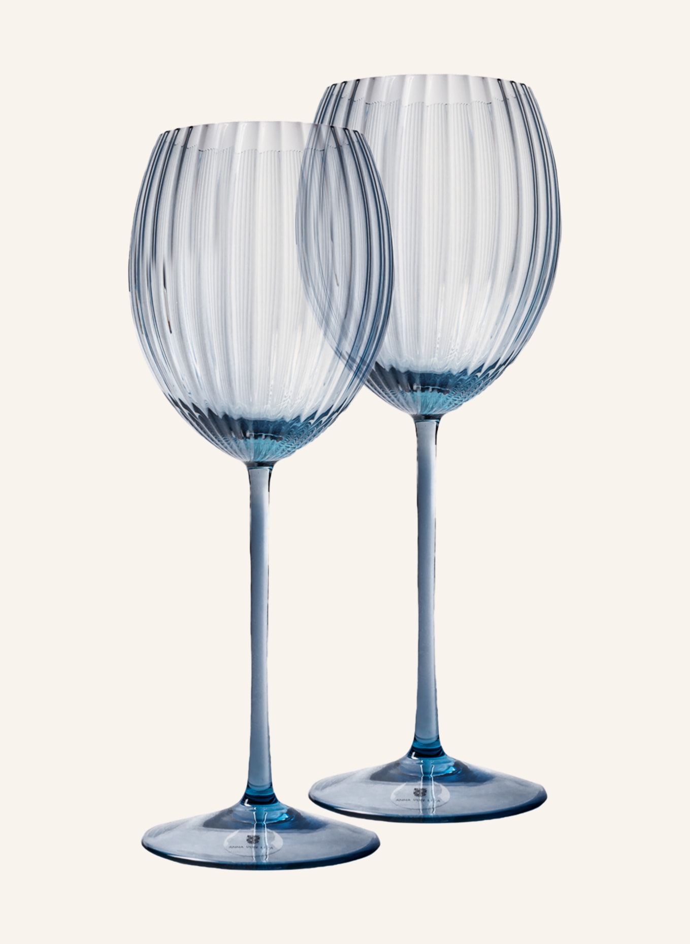 ANNA VON LIPA 2er-Set Weingläser LYON: BLAUGRAU