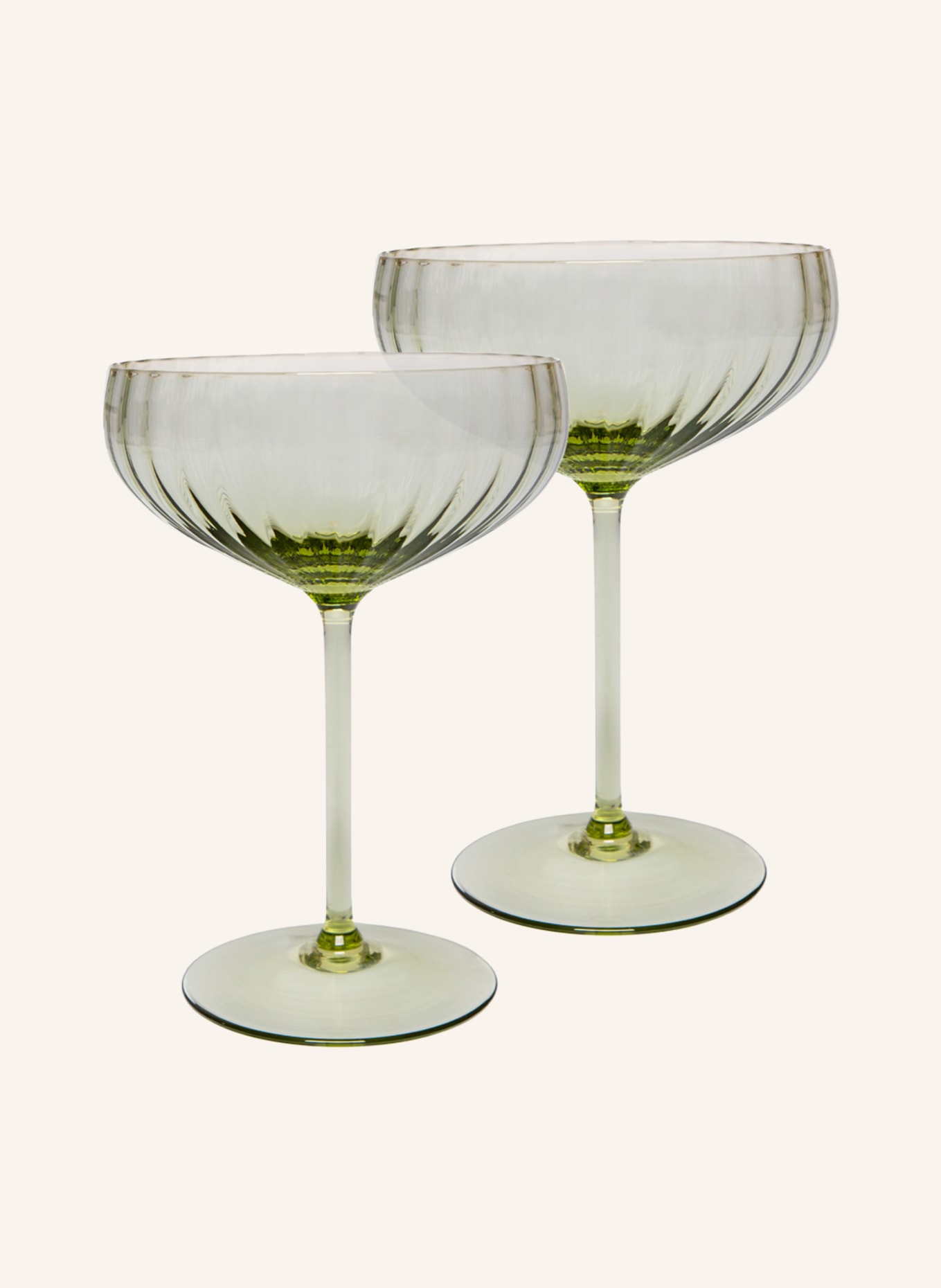 ANNA VON LIPA Set of 2 champagne glasses LYON, Color: OLIVE (Image 1)