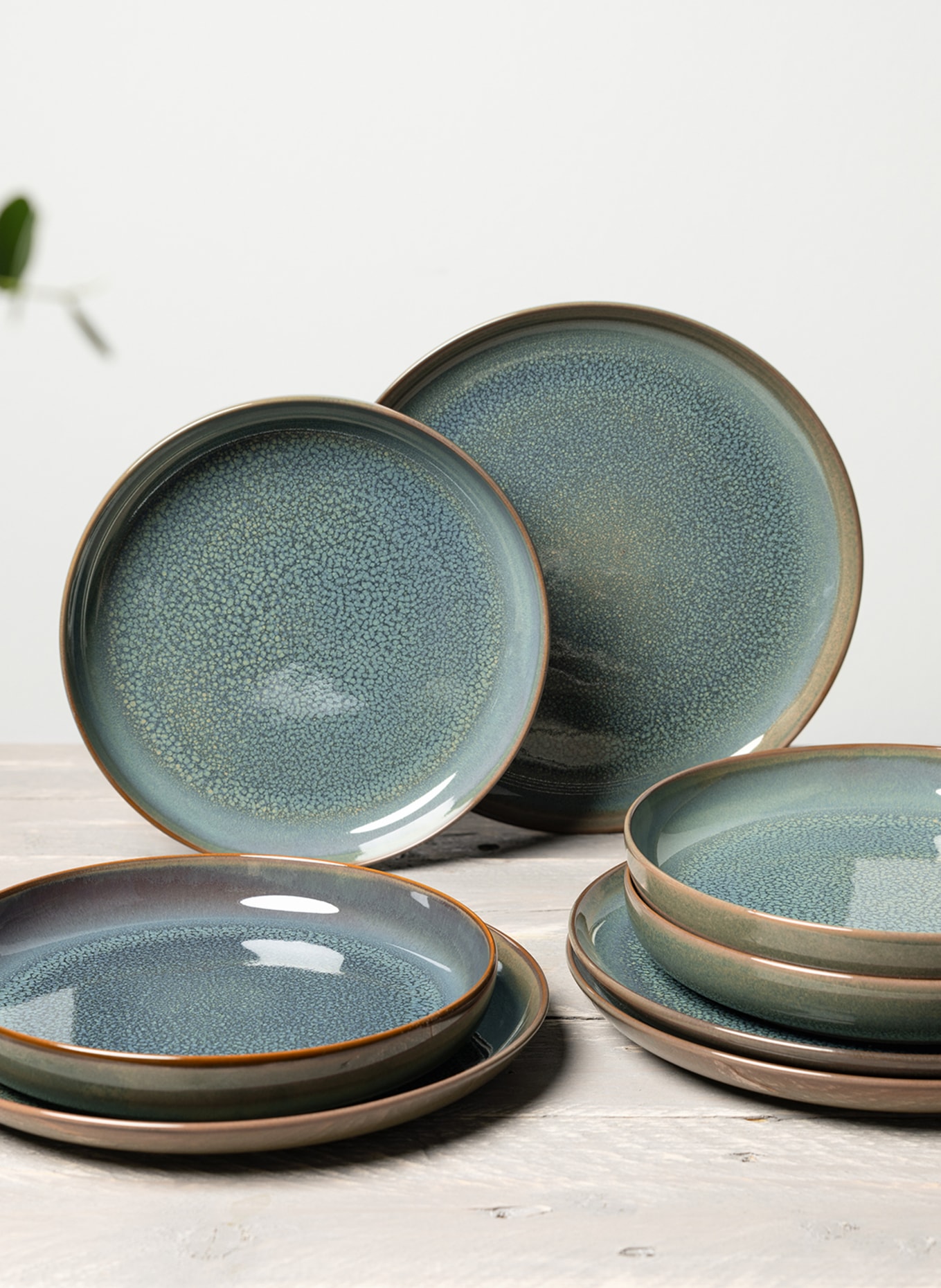 Villeroy & Boch 8-piece Set of plates, Color: KHAKI/ BLUE/ BROWN (Image 3)