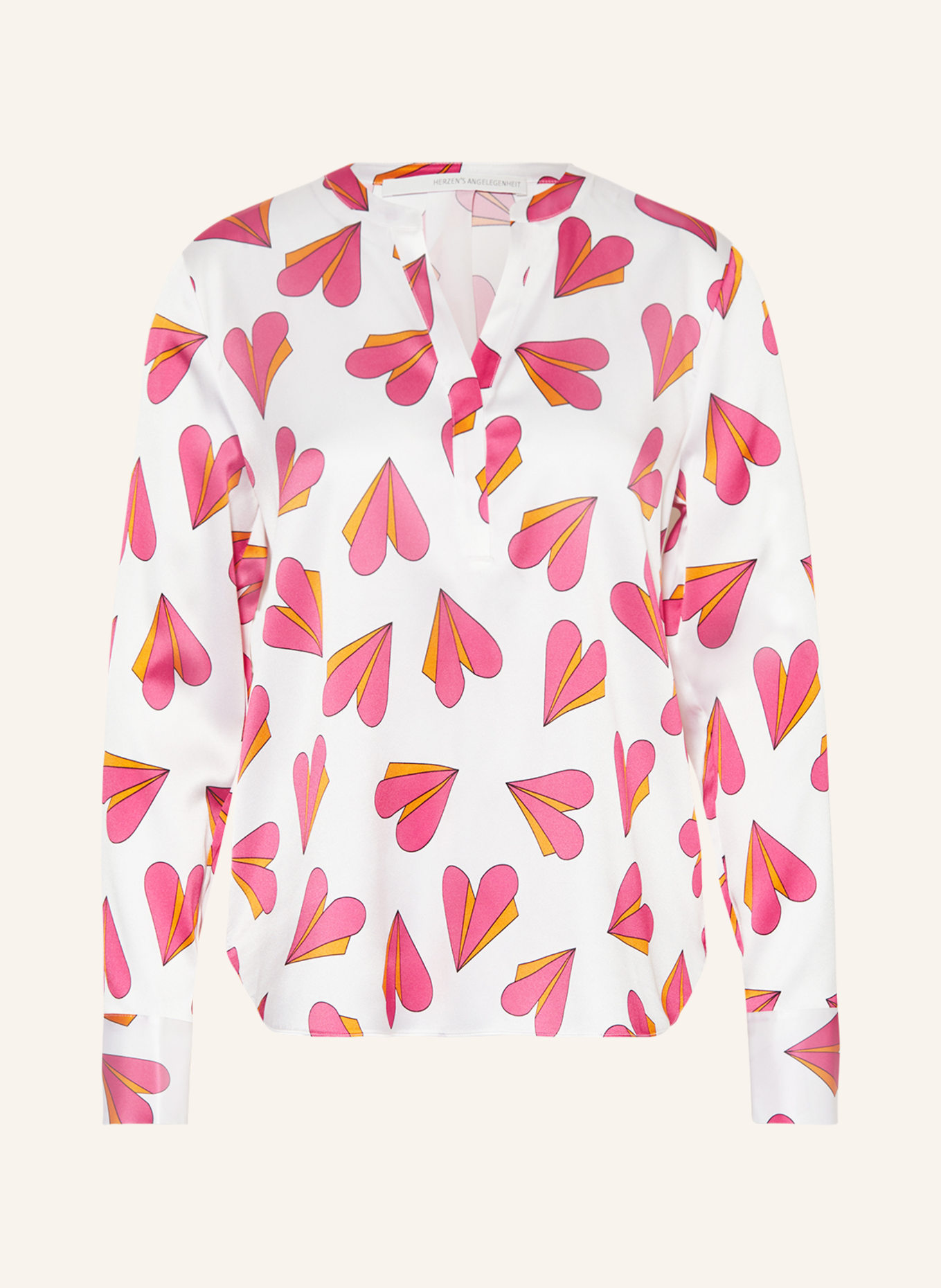 HERZEN'S ANGELEGENHEIT Shirt blouse in silk, Color: WHITE/ PINK/ ORANGE (Image 1)