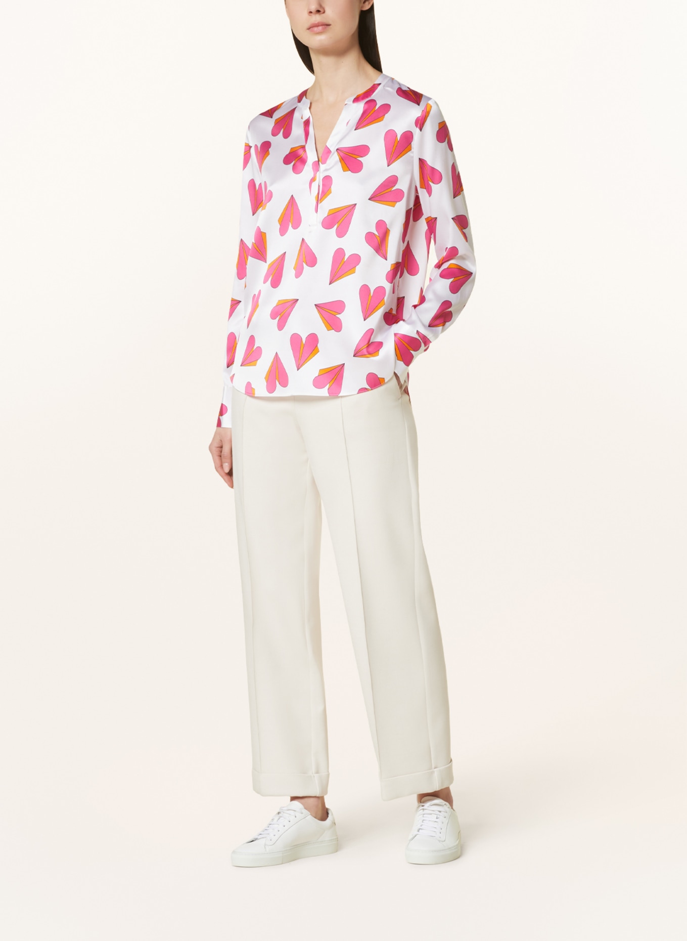 HERZEN'S ANGELEGENHEIT Shirt blouse in silk, Color: WHITE/ PINK/ ORANGE (Image 2)
