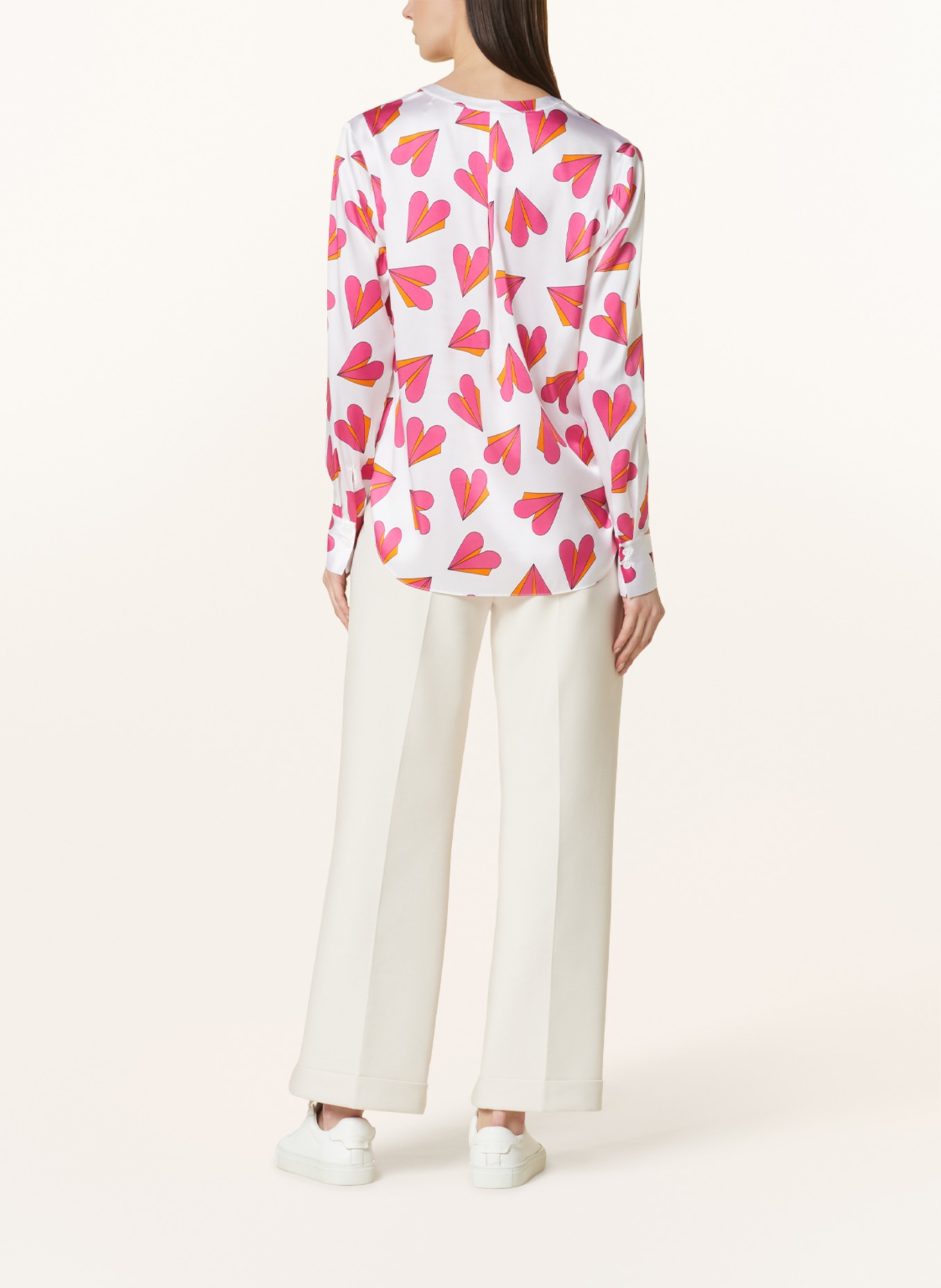 HERZEN'S ANGELEGENHEIT Shirt blouse in silk, Color: WHITE/ PINK/ ORANGE (Image 3)