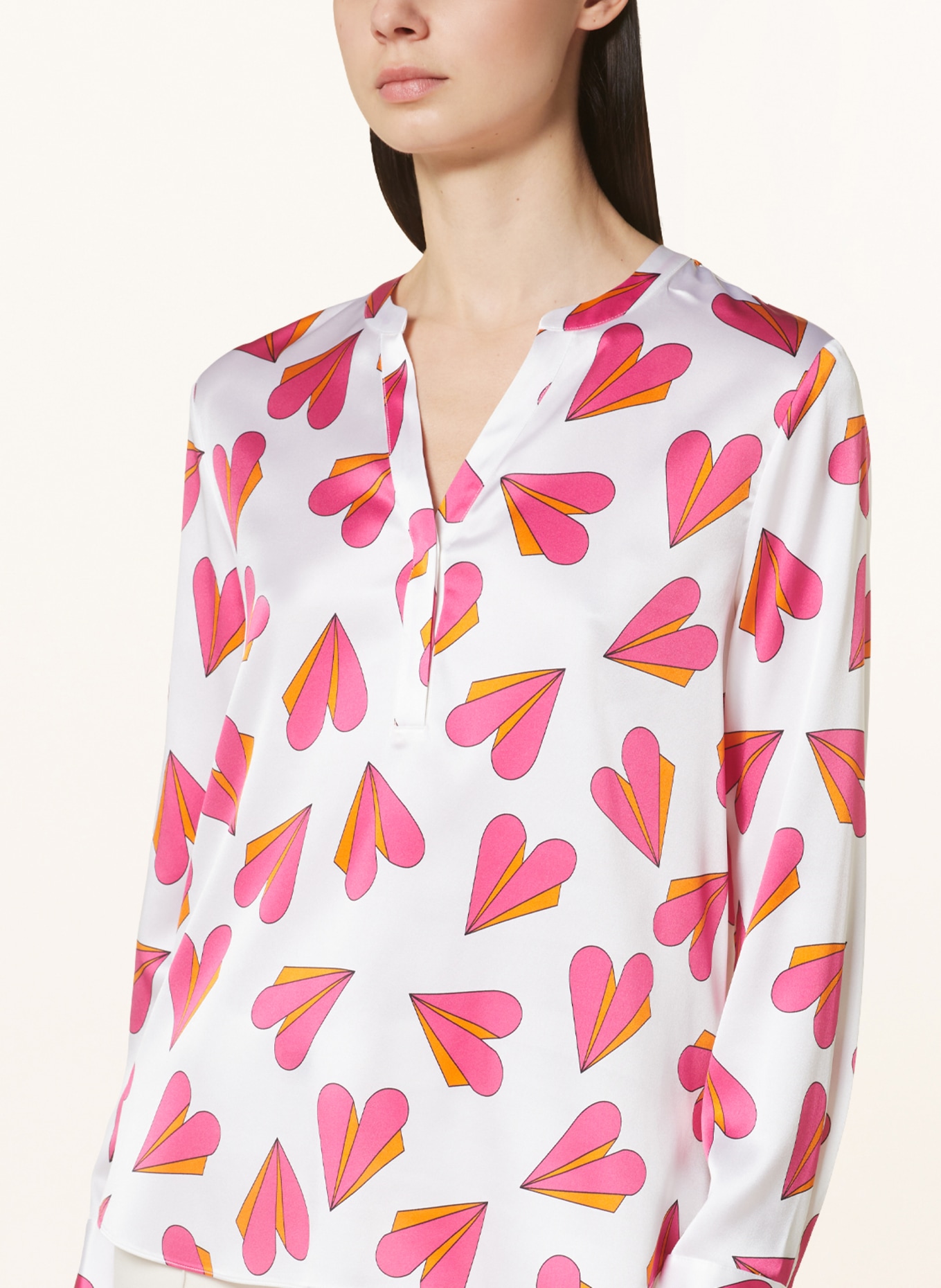 HERZEN'S ANGELEGENHEIT Shirt blouse in silk, Color: WHITE/ PINK/ ORANGE (Image 4)