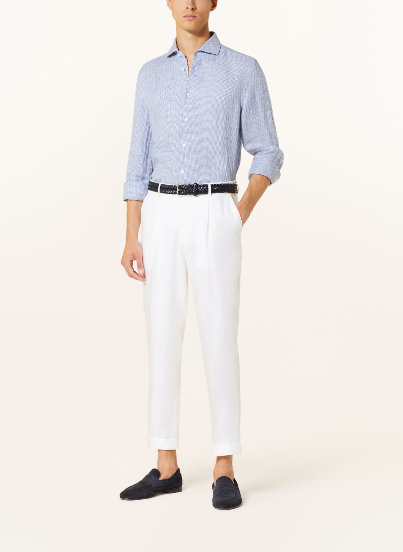 REISS Linen shirt RUBAN Regular Fit, Color: WHITE/ BLUE (Image 2)