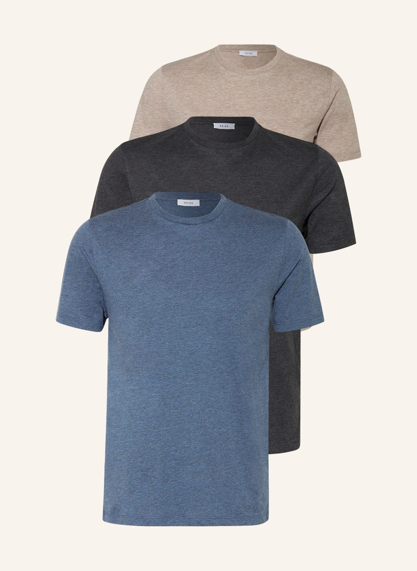 REISS 3-pack T-shirts BLESS, Color: BLUE/ DARK GRAY/ TAUPE (Image 1)