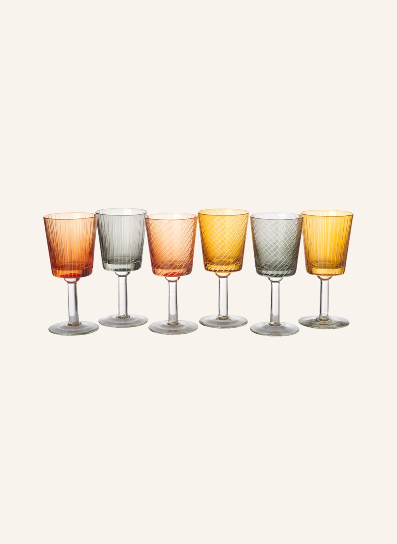 POLSPOTTEN Set of 6 wine glasses LIBRARY, Color: WHITE/ GRAY/ ORANGE (Image 1)