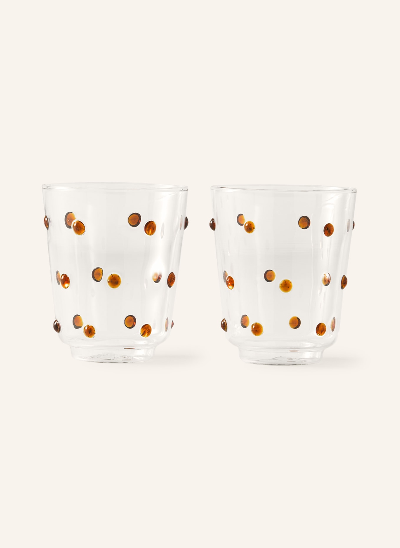 POLSPOTTEN Set of 2 drinking glasses NOB, Color: WHITE/ BROWN (Image 1)