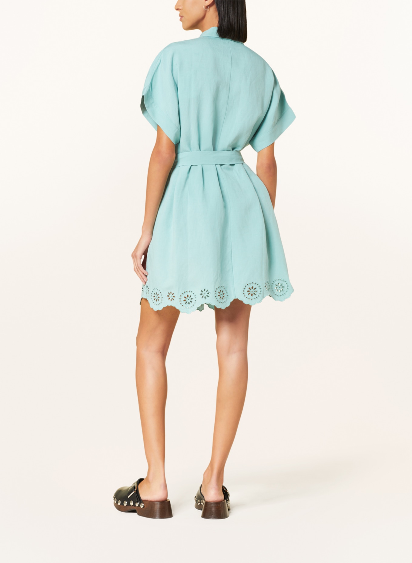 CLAUDIE PIERLOT Hemdblusenkleid mit Leinen, Farbe: MINT (Bild 3)
