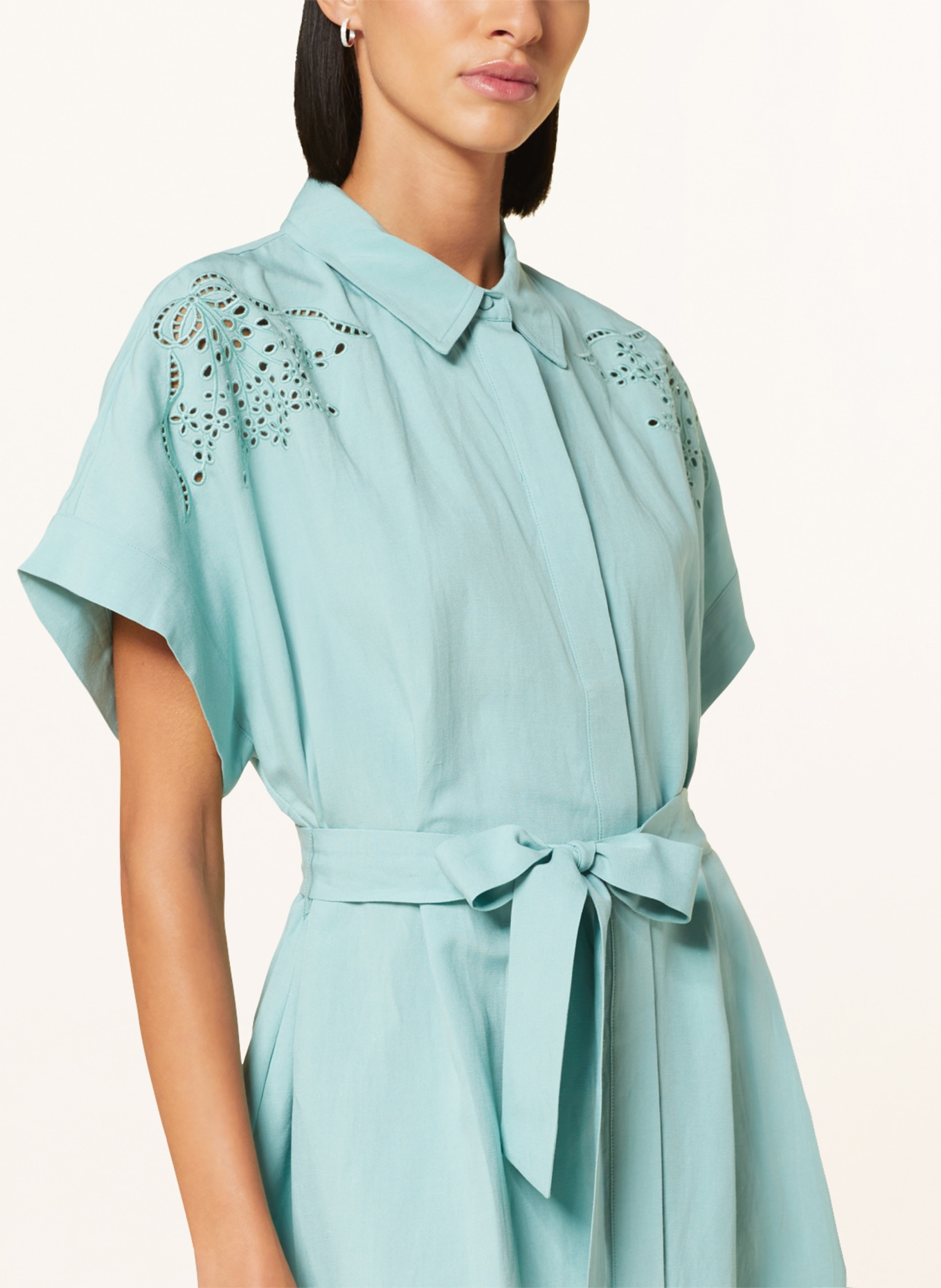 CLAUDIE PIERLOT Hemdblusenkleid mit Leinen, Farbe: MINT (Bild 4)