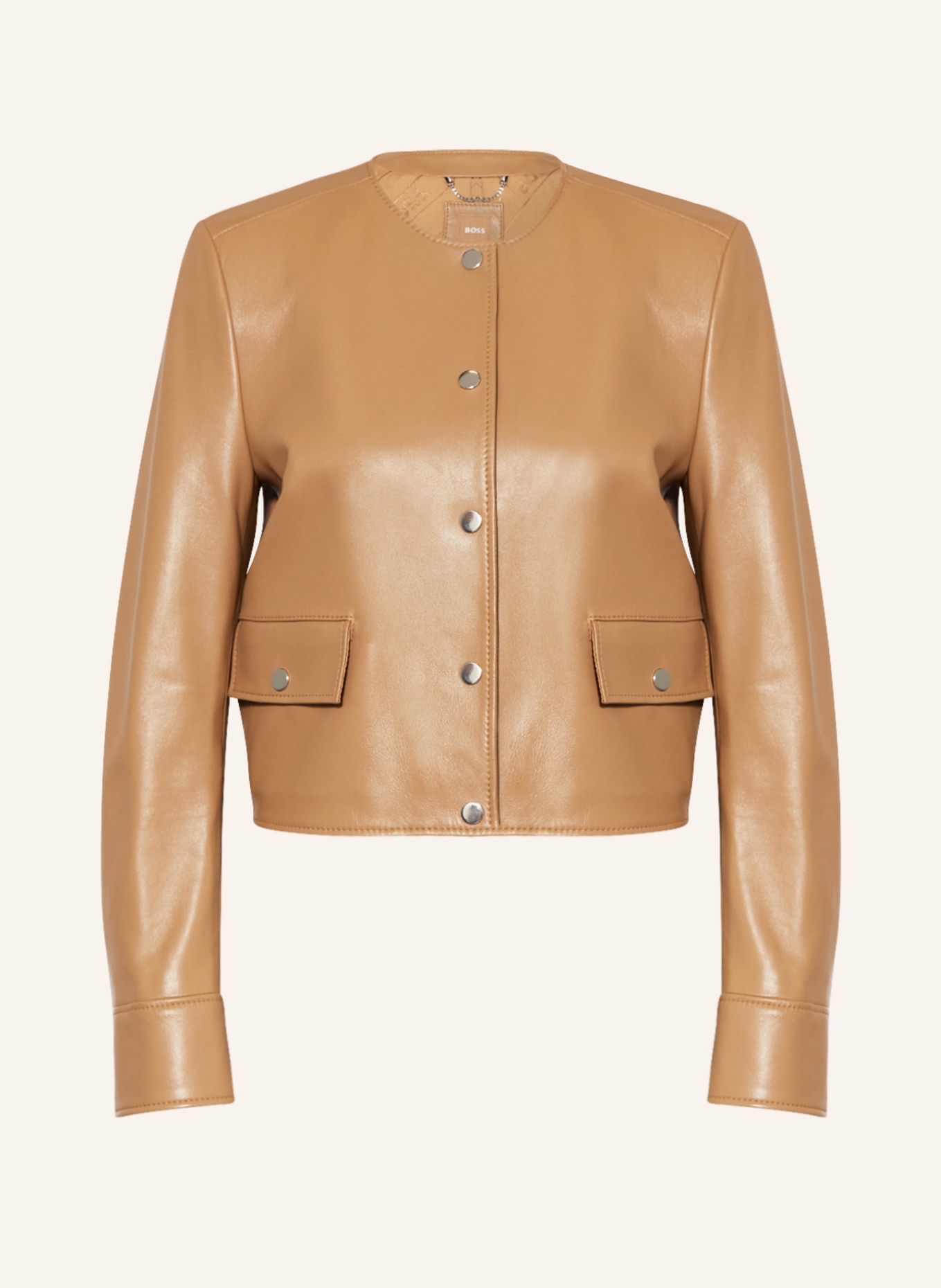 BOSS Leather jacket SAMARIE, Color: BEIGE (Image 1)