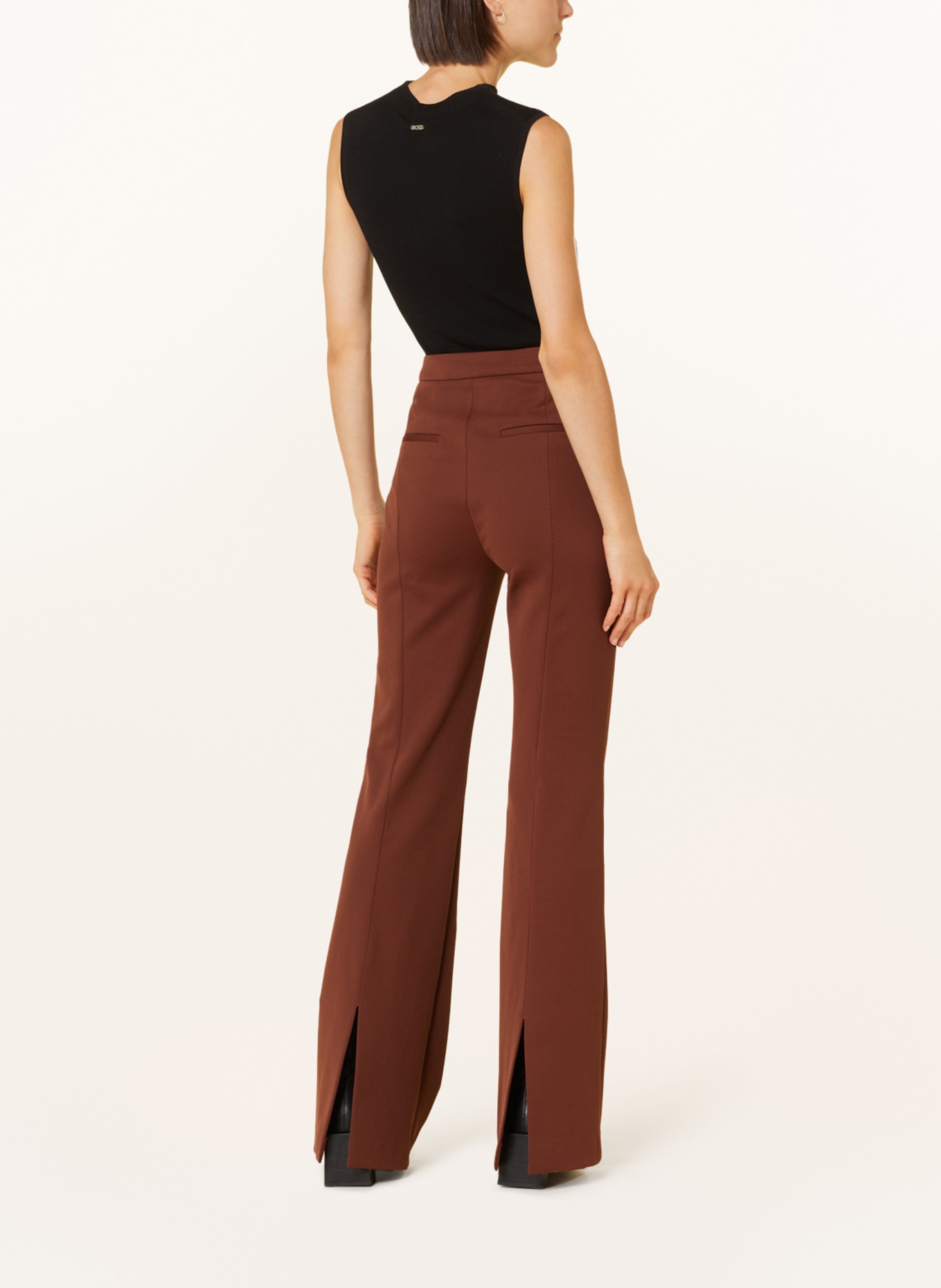 BOSS Bootcut trousers TELESSA, Color: BROWN (Image 3)