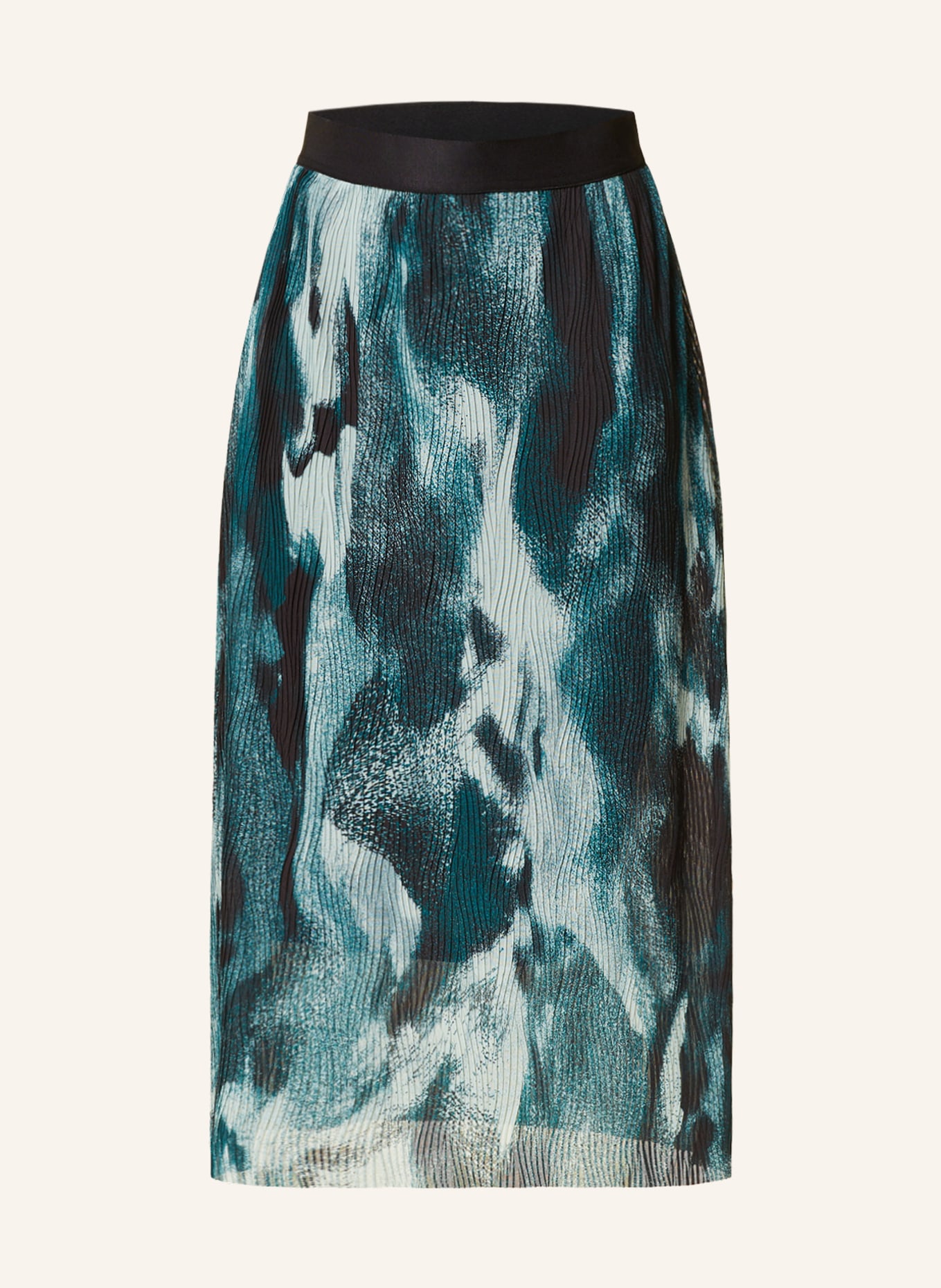 BOSS Mesh skirt EVIBELLE with pleats, Color: LIGHT GREEN/ TEAL/ BLACK (Image 1)