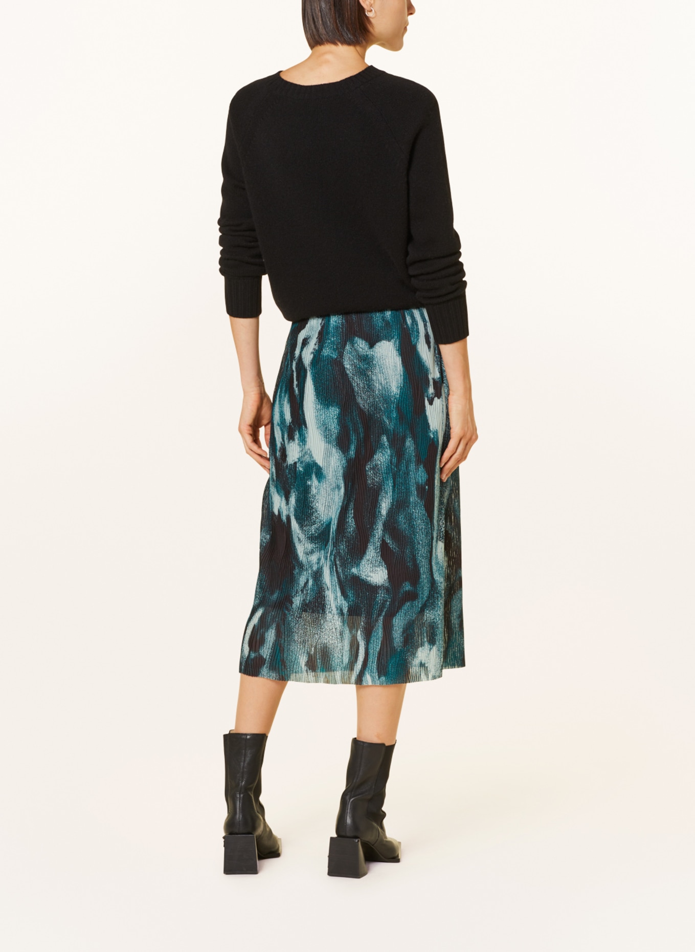 BOSS Mesh skirt EVIBELLE with pleats, Color: LIGHT GREEN/ TEAL/ BLACK (Image 3)