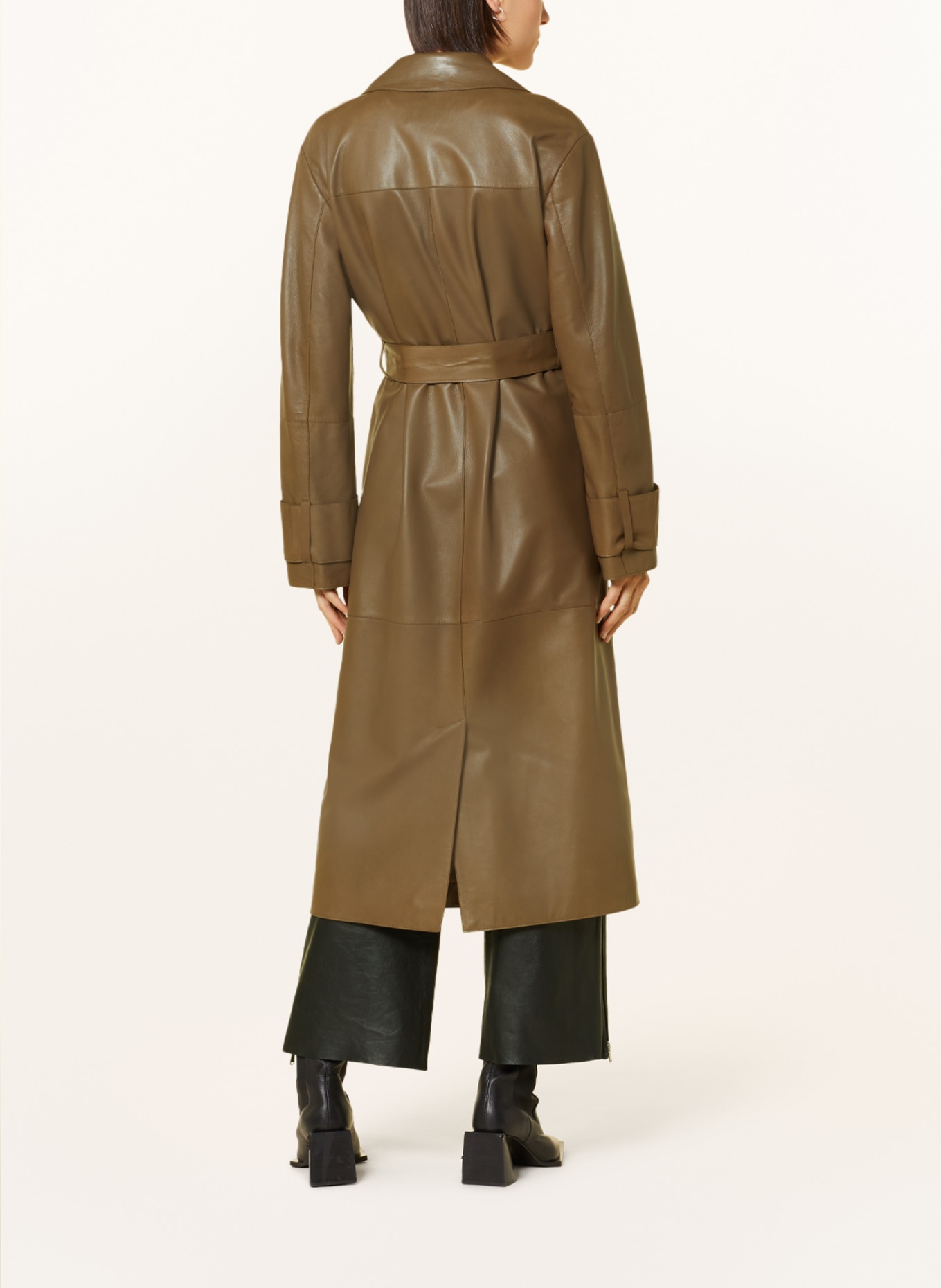 BOSS Leather coat SOFIANE, Color: KHAKI (Image 3)