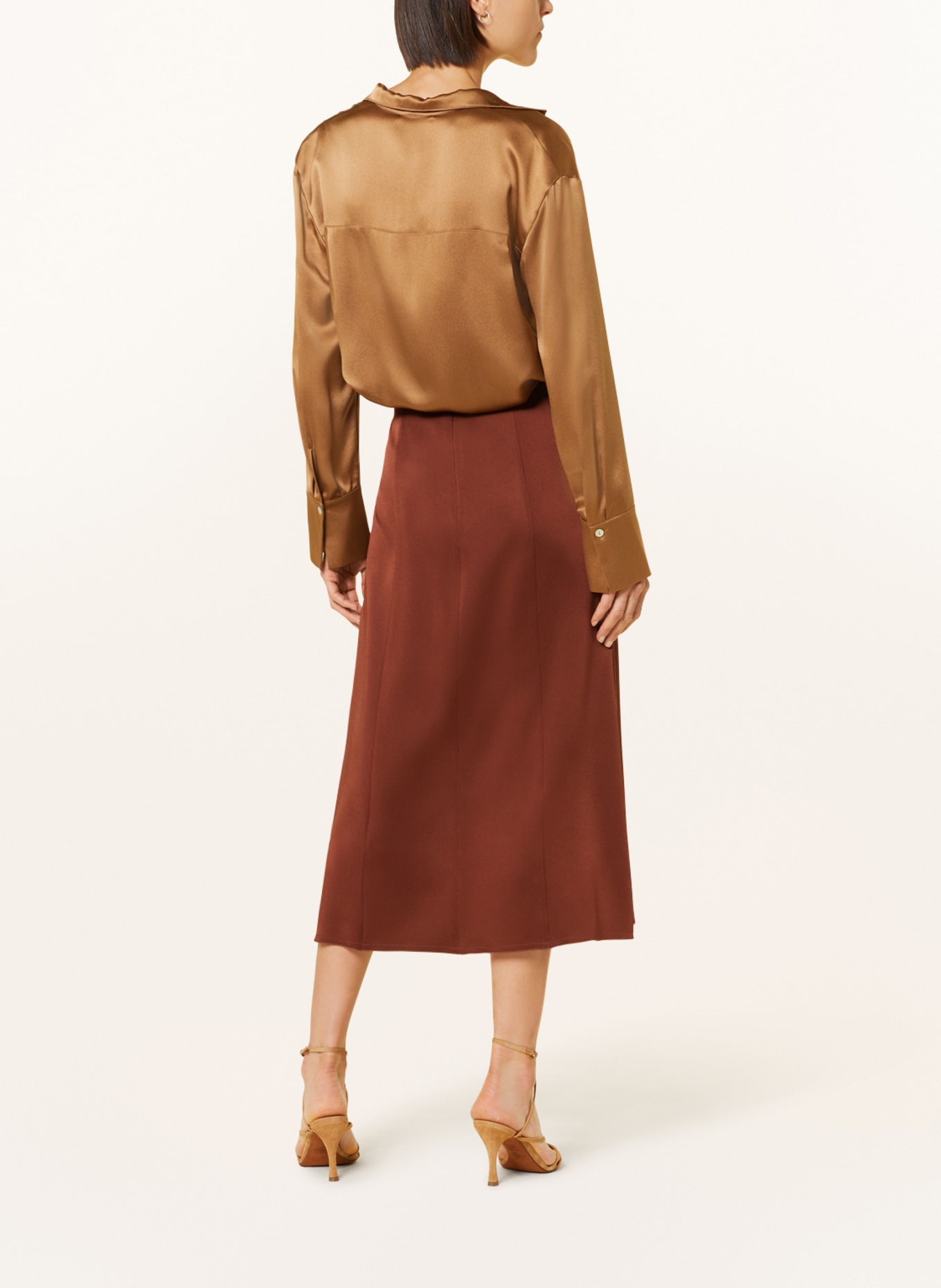 BOSS Satin skirt VANIKI, Color: BROWN (Image 3)