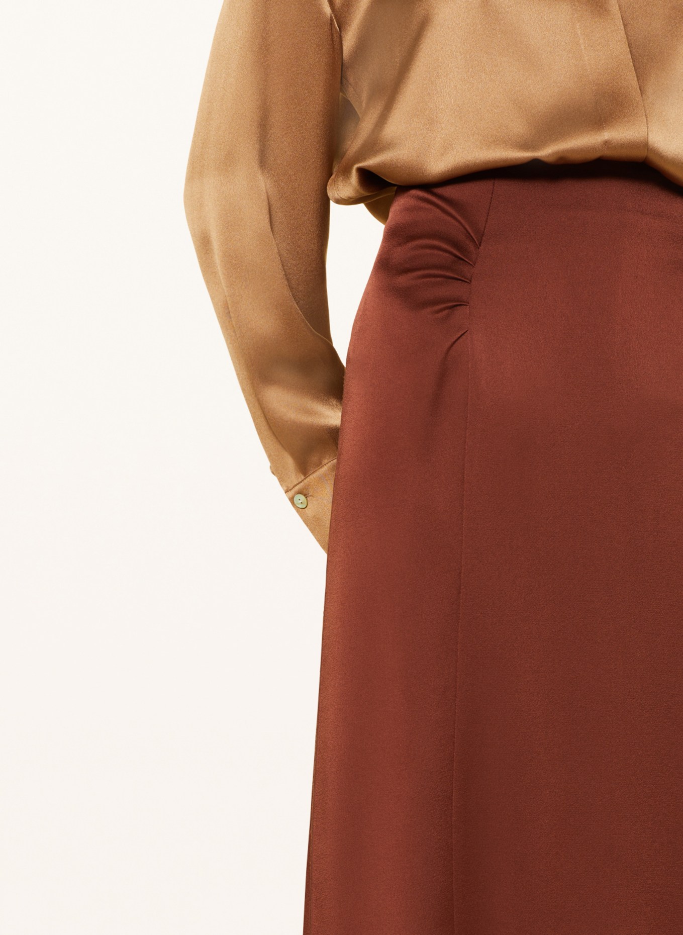 BOSS Satin skirt VANIKI, Color: BROWN (Image 4)
