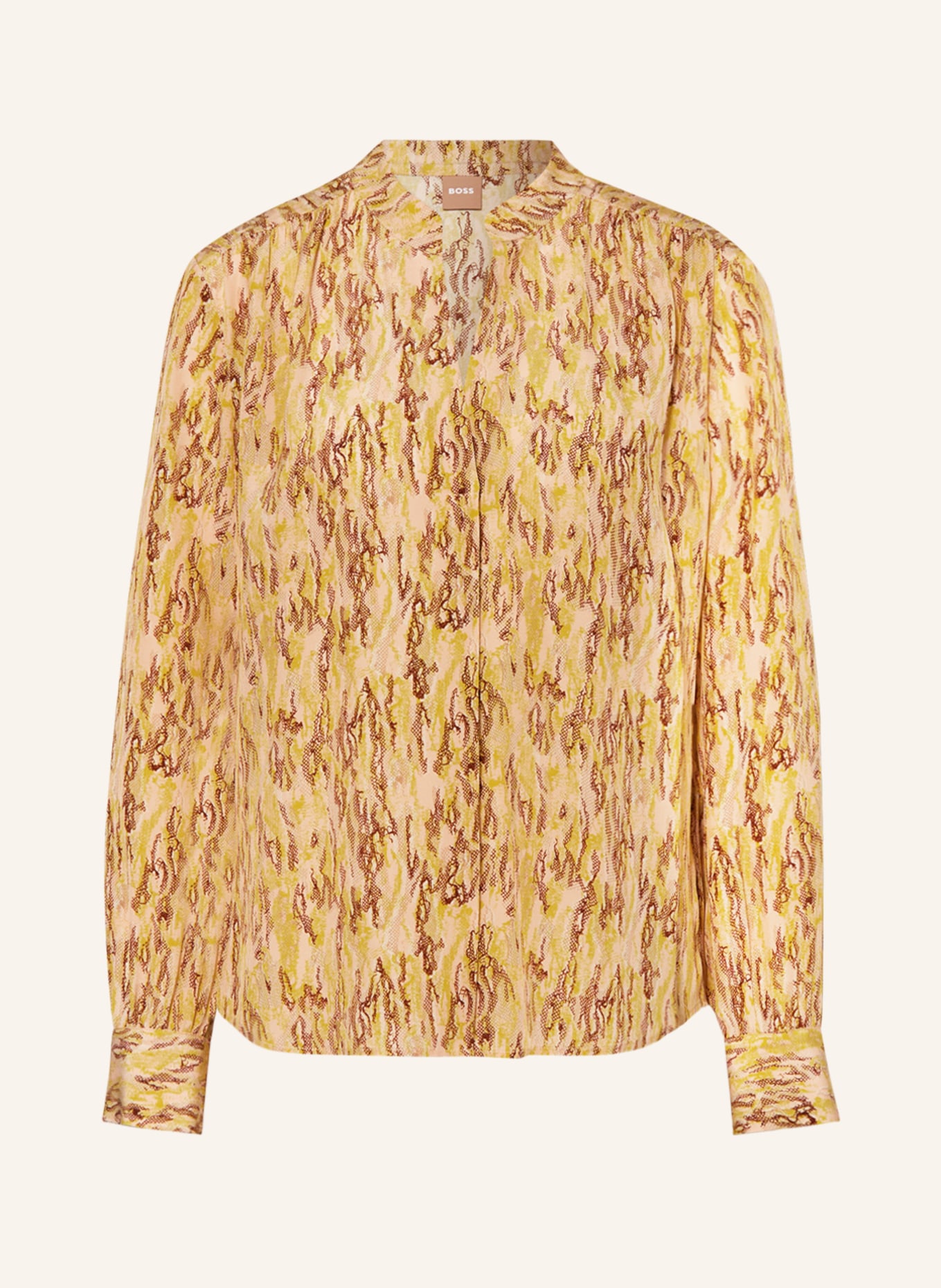 BOSS Silk blouse BANORA, Color: DARK YELLOW/ BROWN (Image 1)