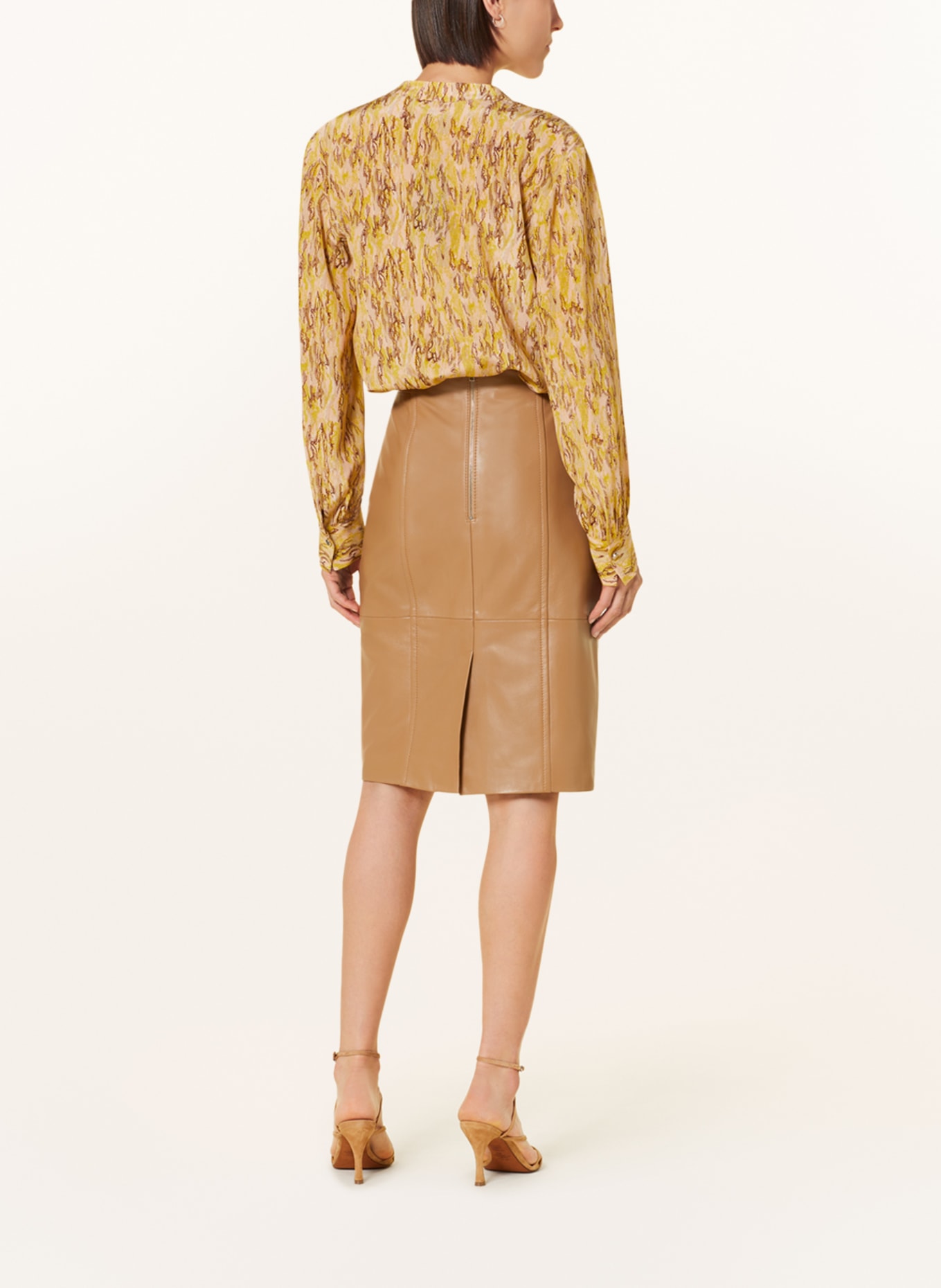 BOSS Silk blouse BANORA, Color: DARK YELLOW/ BROWN (Image 3)