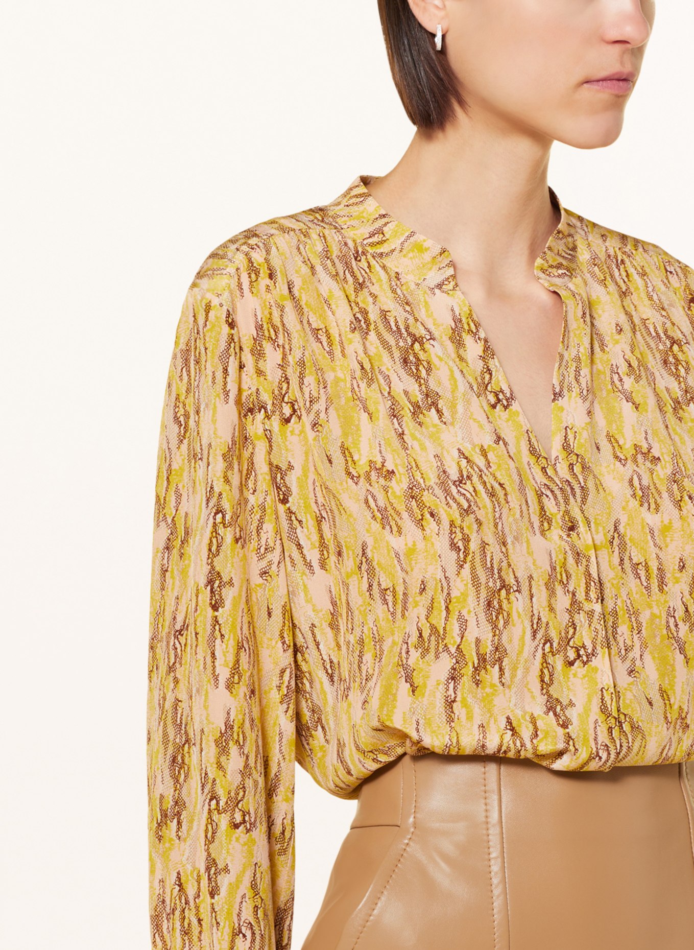 BOSS Silk blouse BANORA, Color: DARK YELLOW/ BROWN (Image 4)