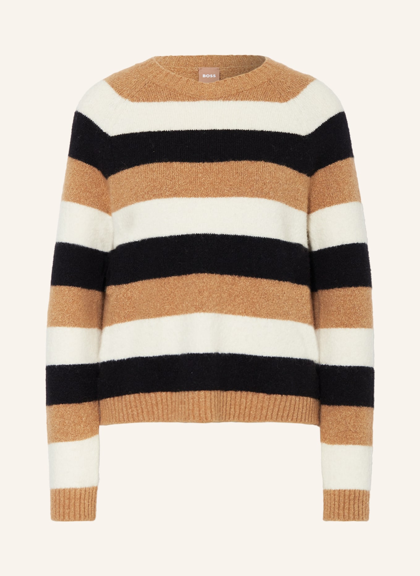 BOSS Sweater FEBISANI with alpaca, Color: BEIGE/ BLACK/ ECRU (Image 1)