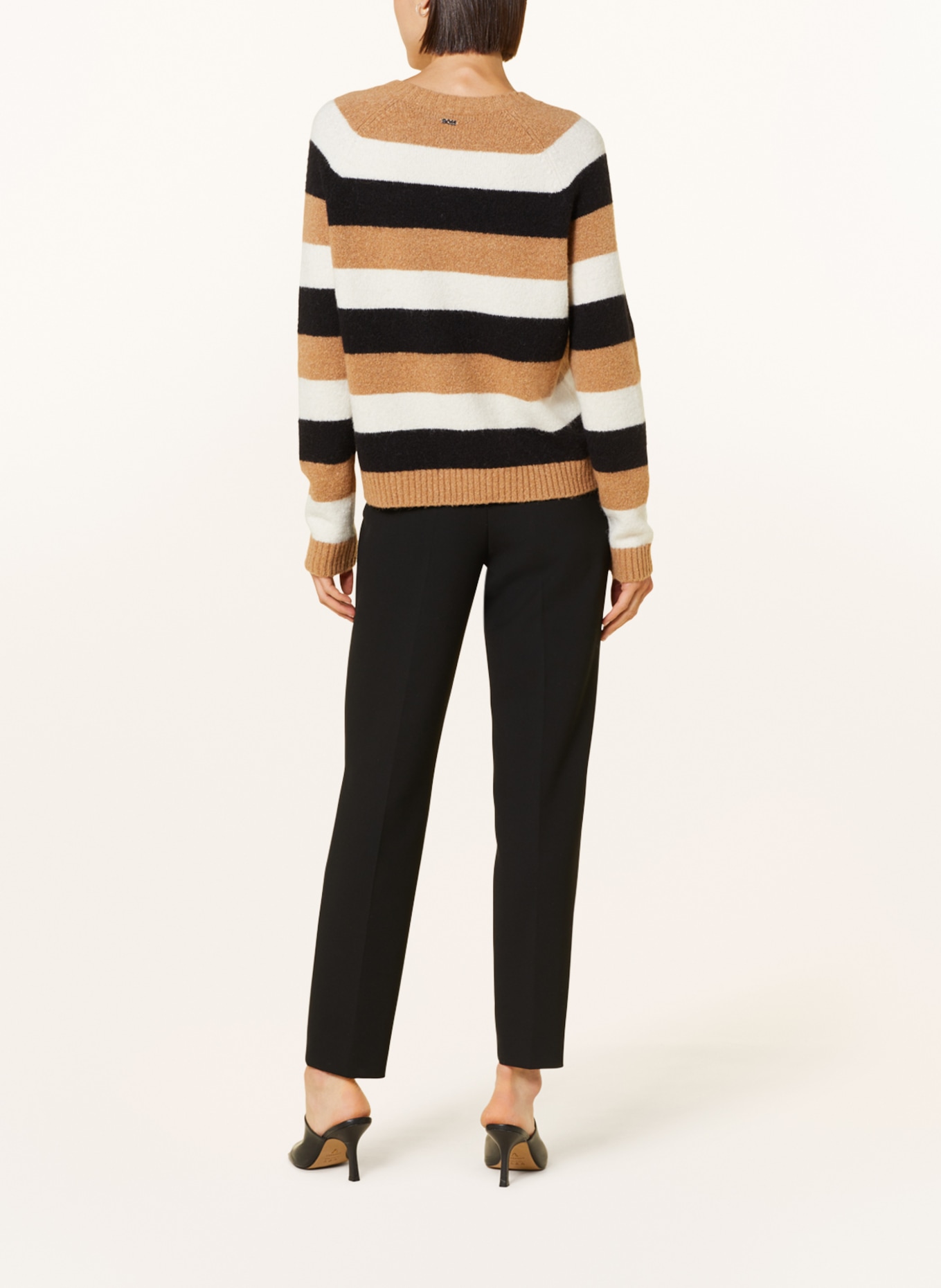 BOSS Sweater FEBISANI with alpaca, Color: BEIGE/ BLACK/ ECRU (Image 3)