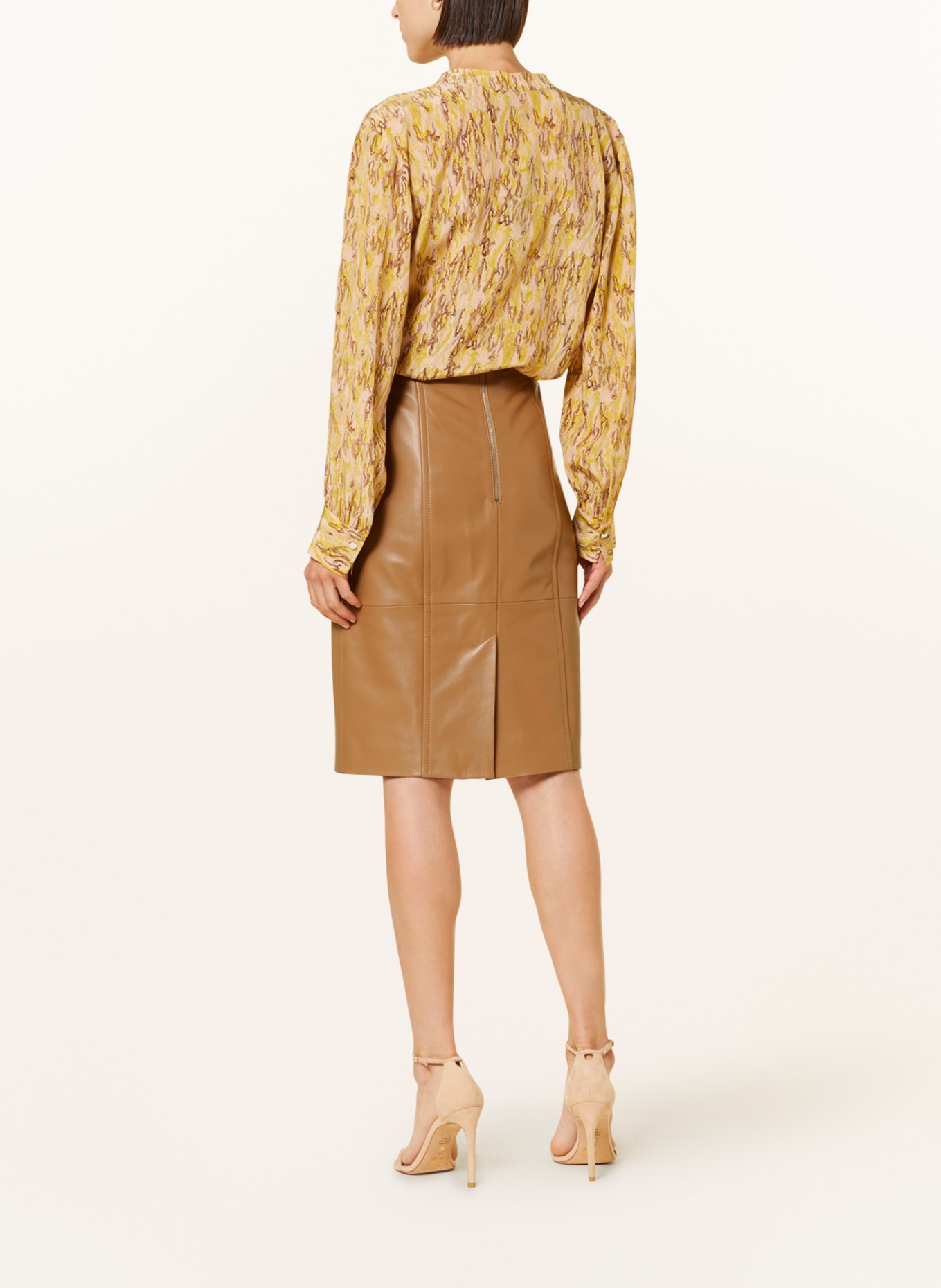 BOSS Leather skirt SELENI, Color: BEIGE (Image 3)