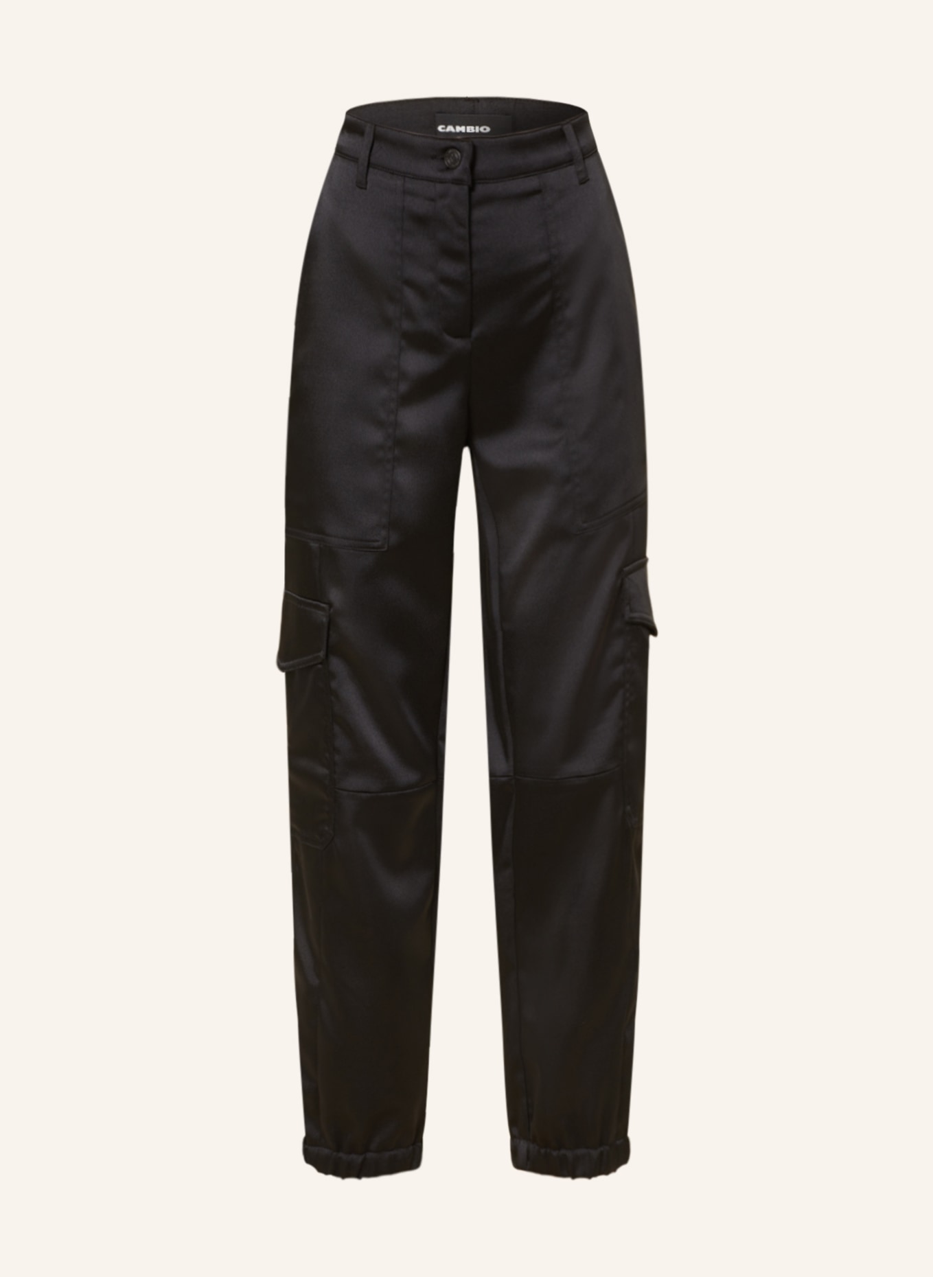 CAMBIO Cargo trousers KARO made of satin, Color: BLACK (Image 1)