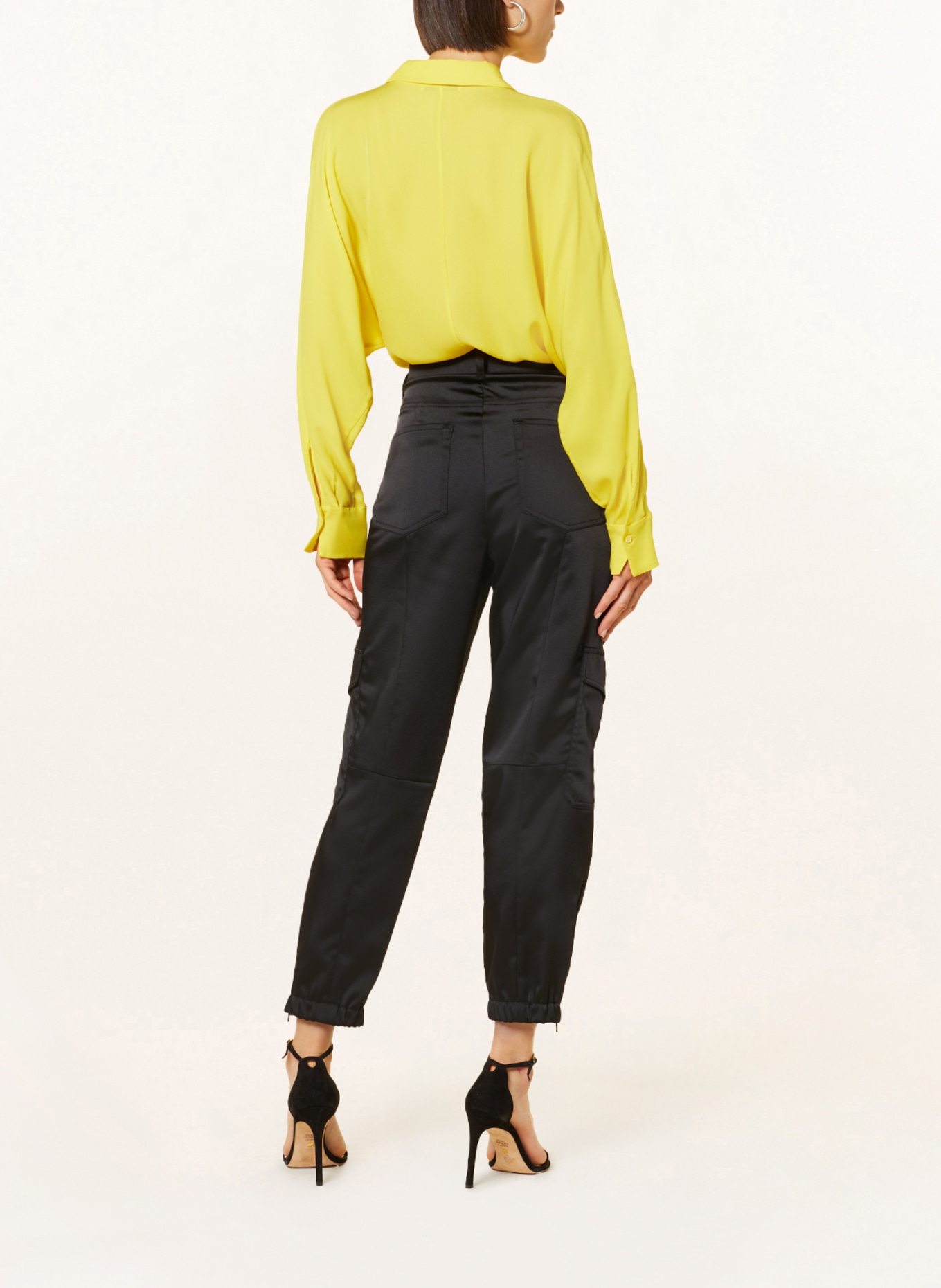 CAMBIO Cargo trousers KARO made of satin, Color: BLACK (Image 3)
