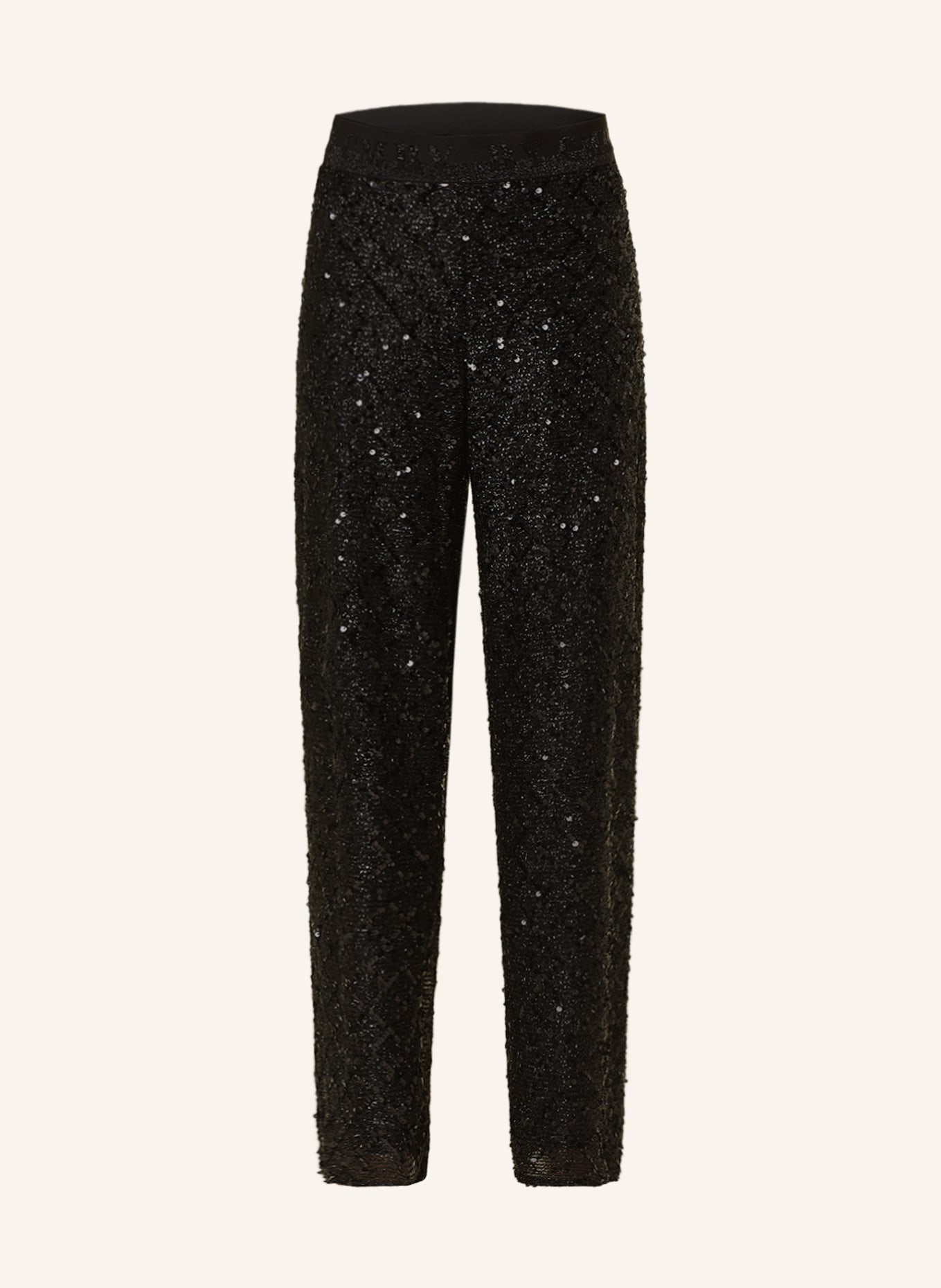 CAMBIO Wide leg trousers ALICE with sequins and glitter thread, Color: BLACK (Image 1)