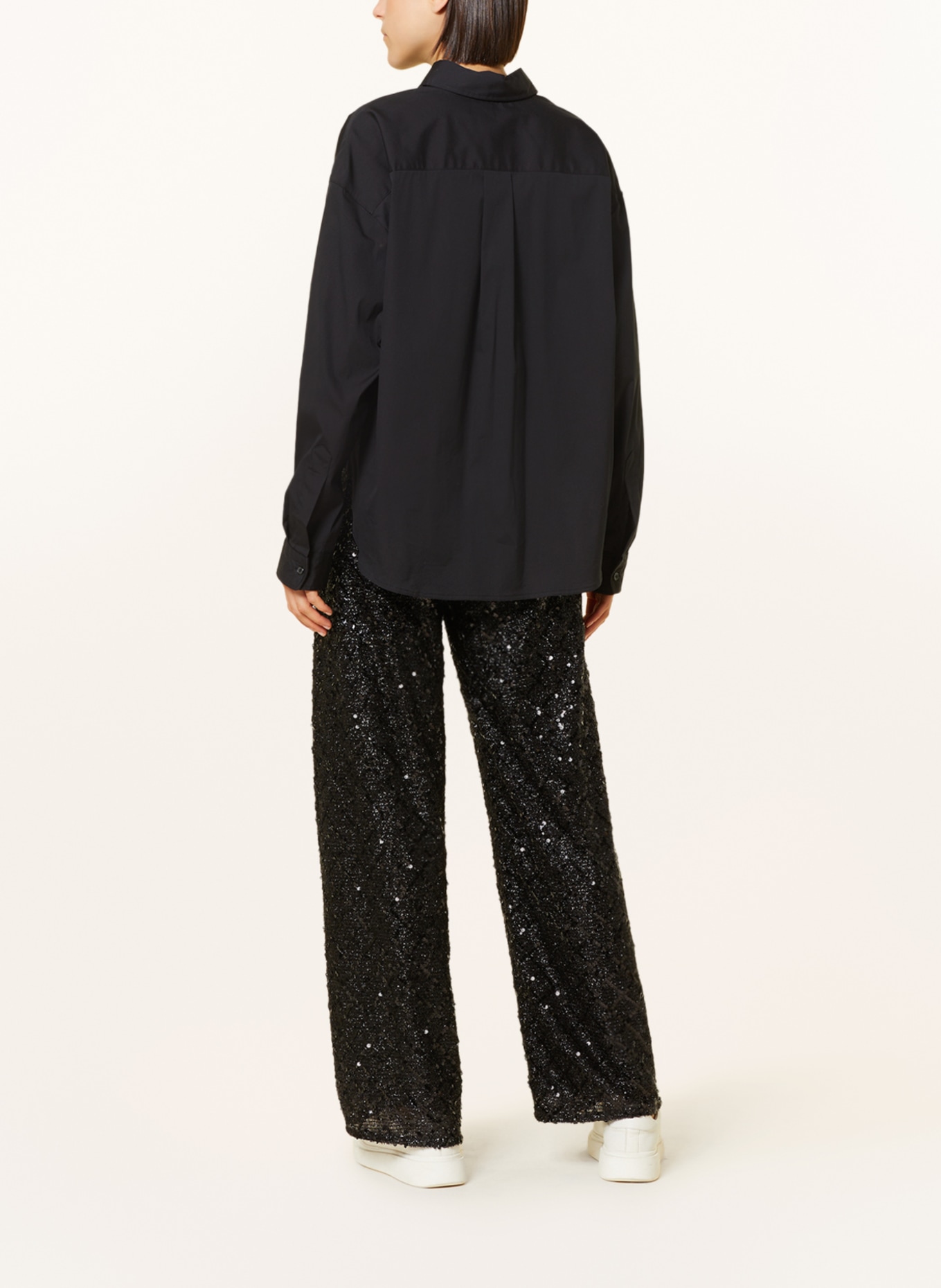 CAMBIO Wide leg trousers ALICE with sequins and glitter thread, Color: BLACK (Image 3)