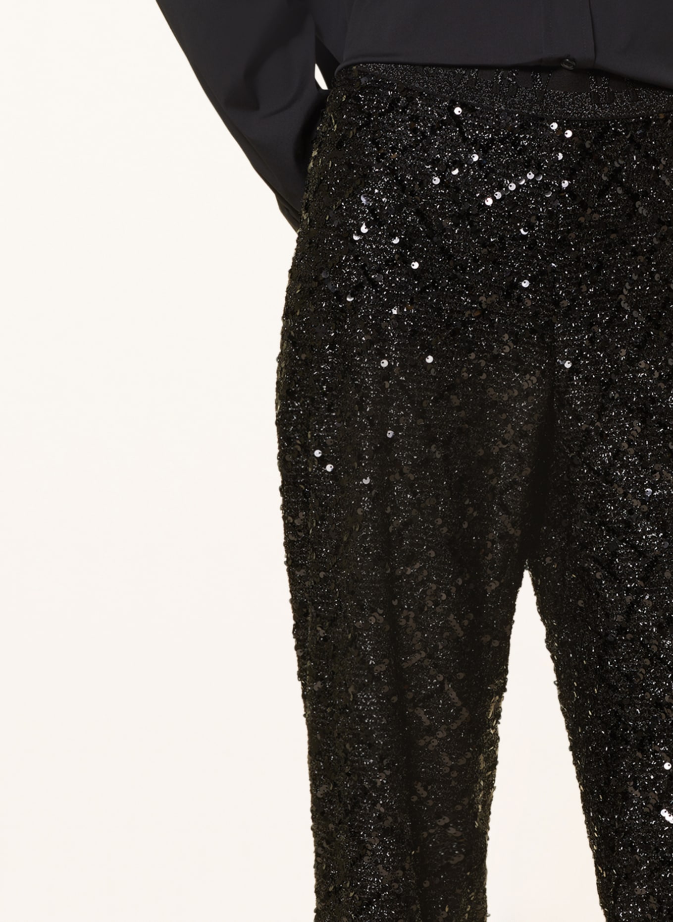 CAMBIO Wide leg trousers ALICE with sequins and glitter thread, Color: BLACK (Image 5)