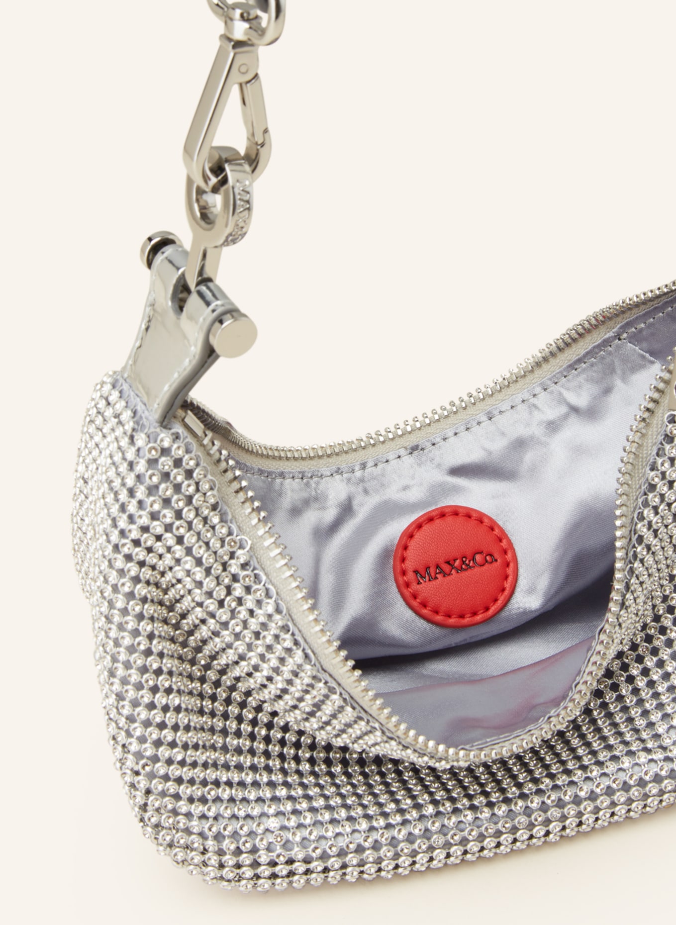 MAX & Co. Handtasche mit Schmucksteinen, Farbe: SILBER (Bild 3)