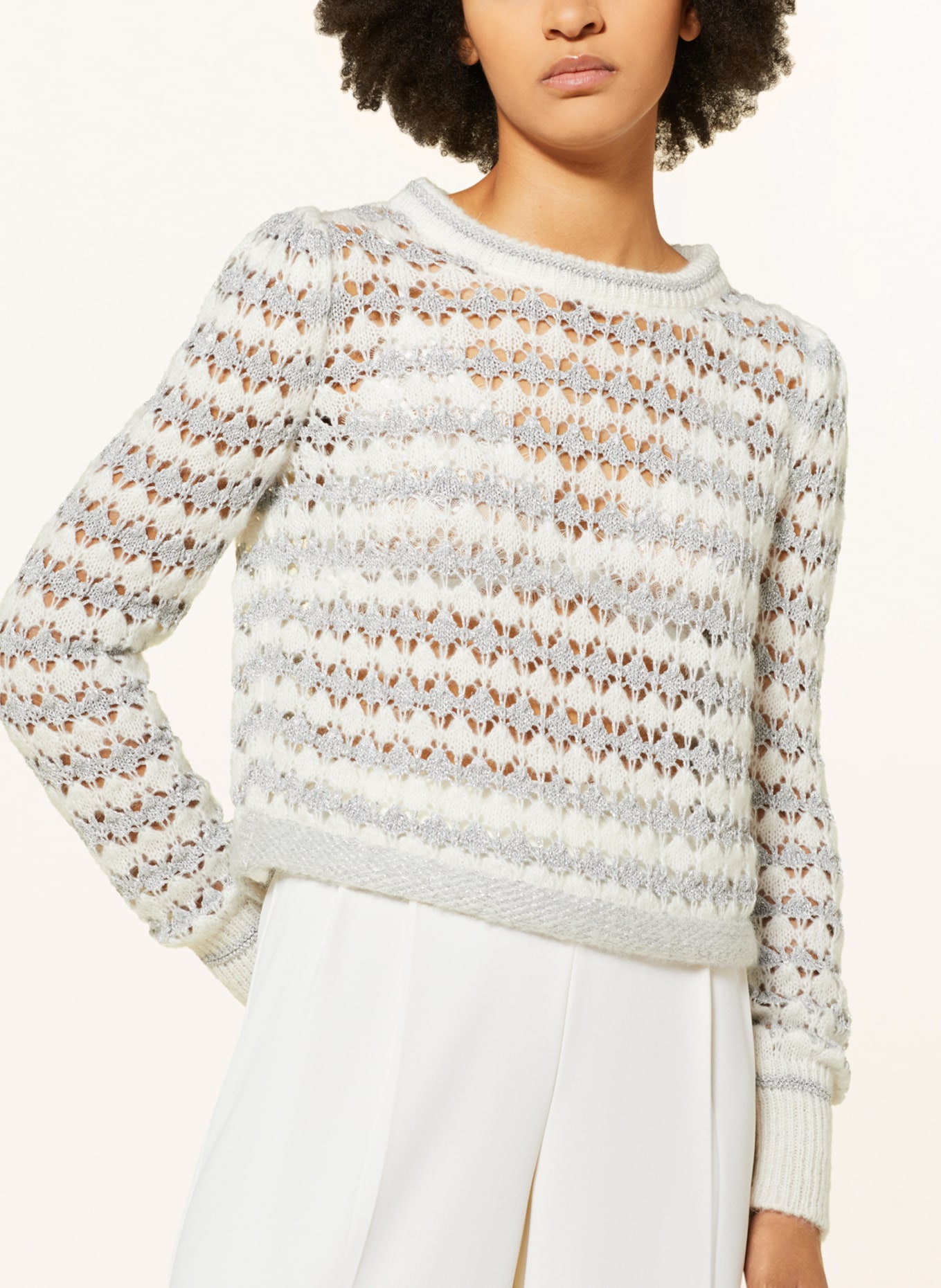 MAX & Co. Sweater ECCELSO with mohair and glitter yarn, Color: WHITE/ LIGHT GRAY (Image 4)