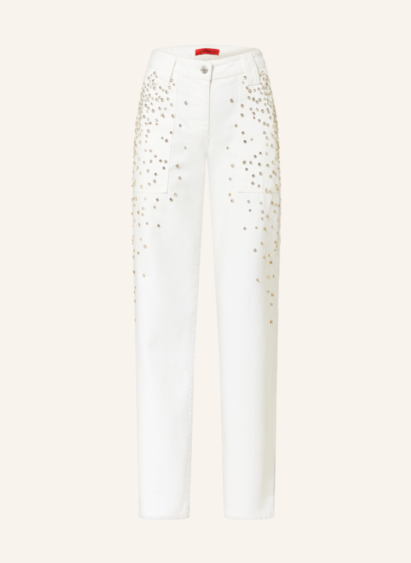 MAX & Co. Jeans QUAI with decorative gems, Color: 1 WHITE (Image 1)