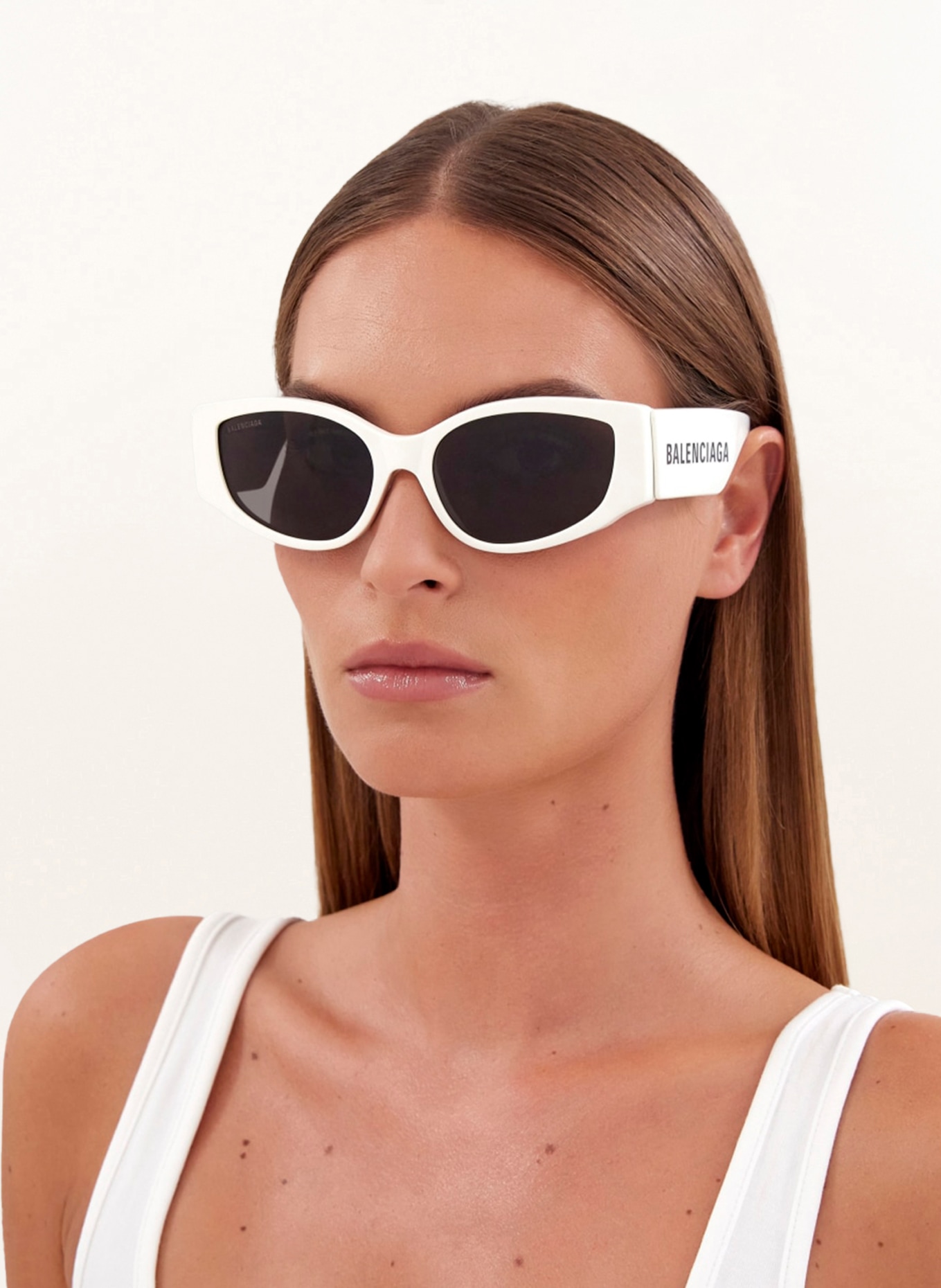 BALENCIAGA Sunglasses BB0258S, Color: 4800L1 - WHITE/ DARK GRAY (Image 5)