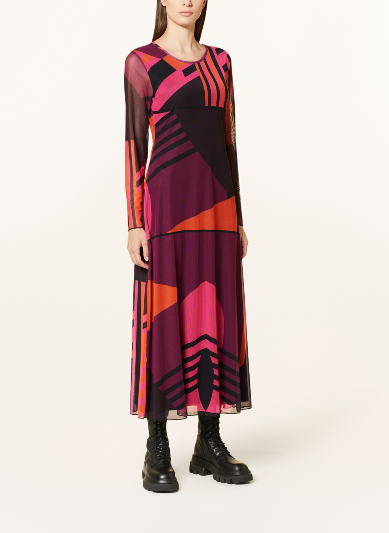 CARTOON Mesh dress, Color: BLACK/ PINK/ ORANGE (Image 2)
